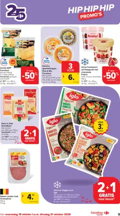 Carrefour - Market Promoties  - Voorbeeld van een folder van Carrefour, geldig van 15.10.2025 | Pagina: 9 | Producten: Cheddar, Gouda, Groenten, Frambozen