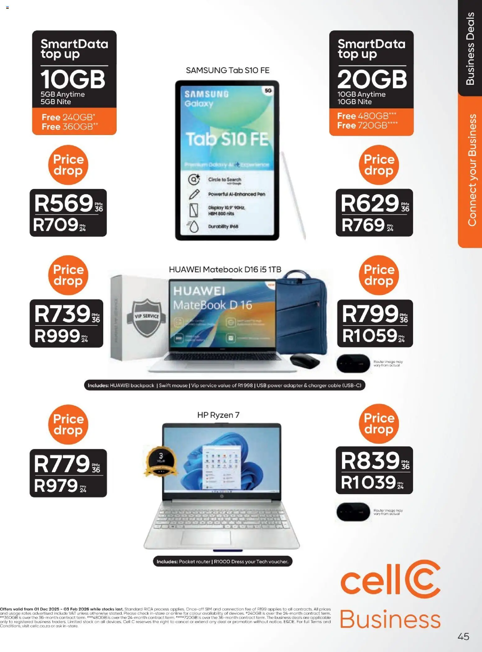 New Cell C catalogue – valid from 01.12.2025 | Page: 47 | Products: Backpack, Cable, Adapter, Charger