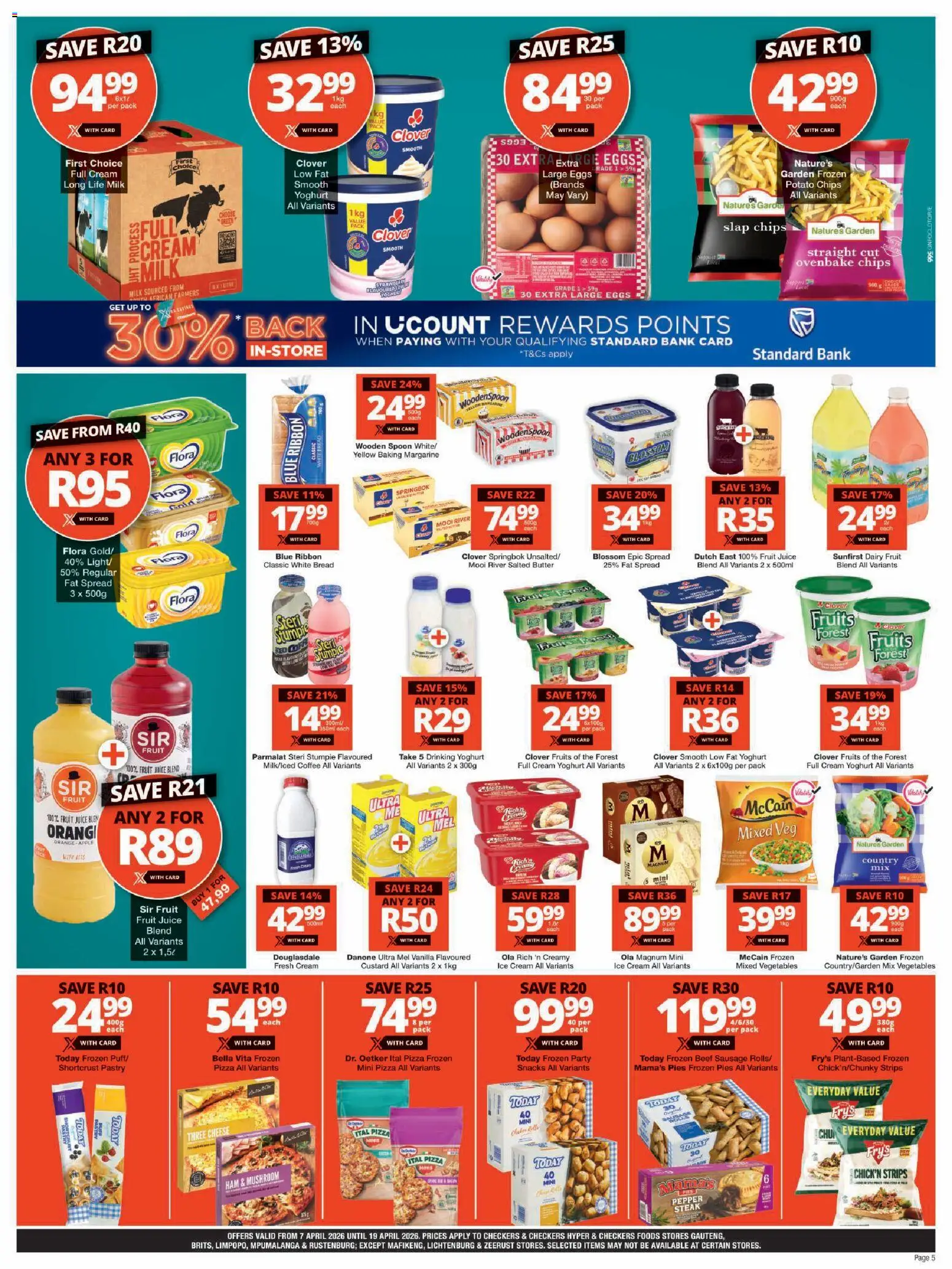 New Checkers catalogue – valid from 07.04.2026 | Page: 5 | Products: Bread, Beef, Cream, Fat spread