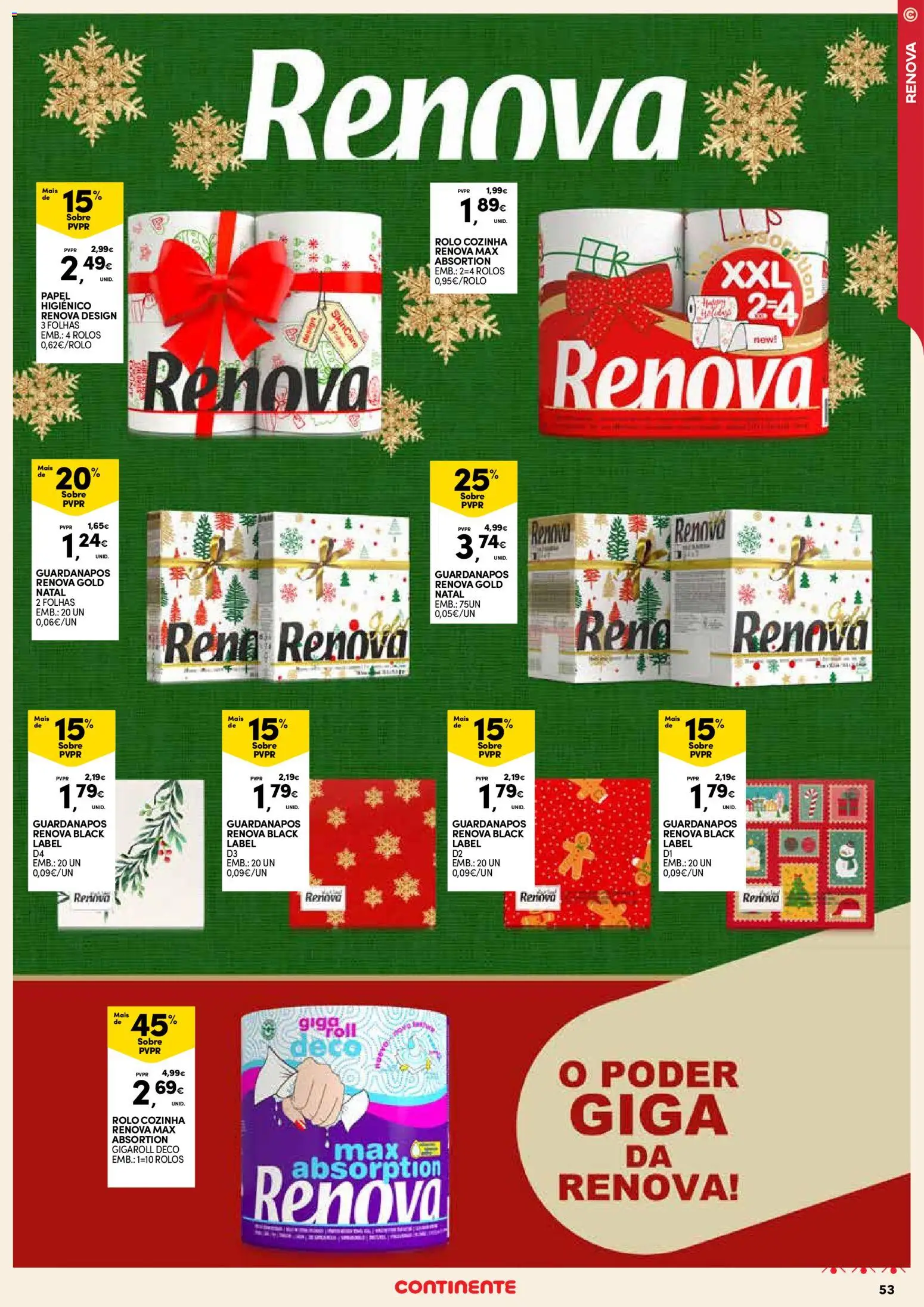 Continente - Açores: Natal │ válido de 11.12.2025 | Página: 53 | Produtos: Papel higiénico, Guardanapos