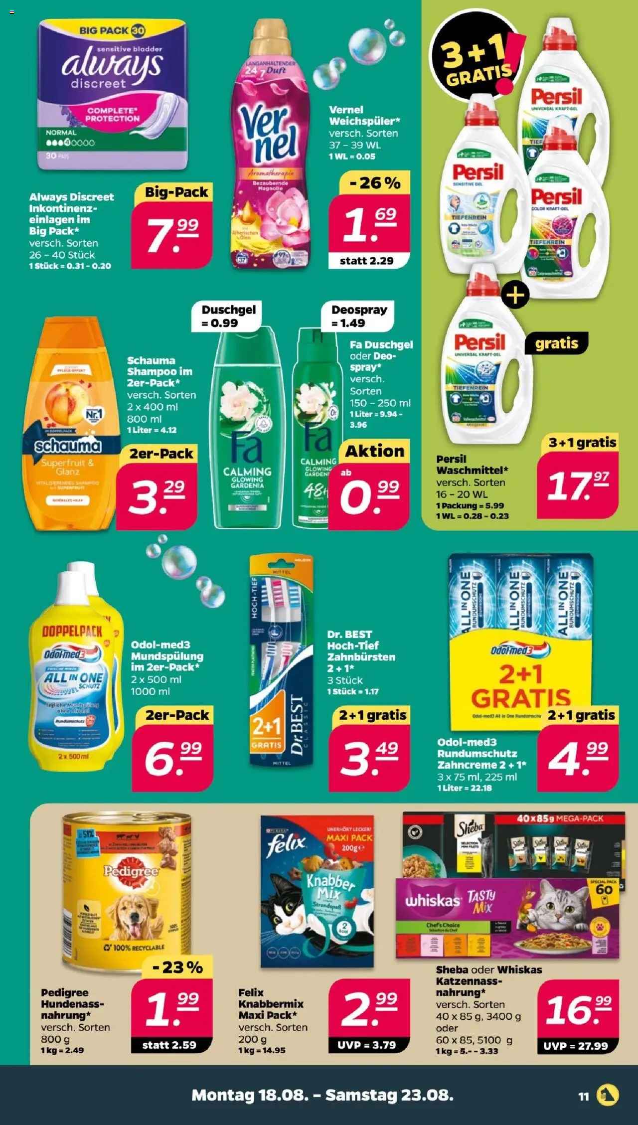 Netto Prospekt 	 - gültig ab dem 18.08.2025 | Seite: 11 | Produkte: Sheba, Shampoo, Deospray, Whiskas