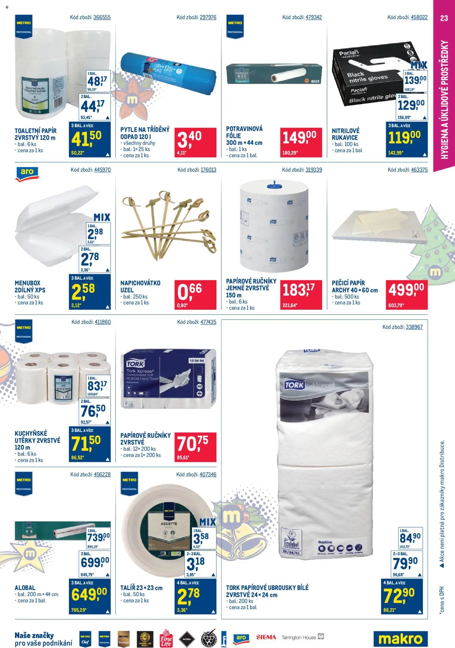 Makro leták - Gastronomie od 19.11.2025 | Strana: 23 | Produkty: Rukavice, Toaletní papír, Ručníky, Papířové ubrousky