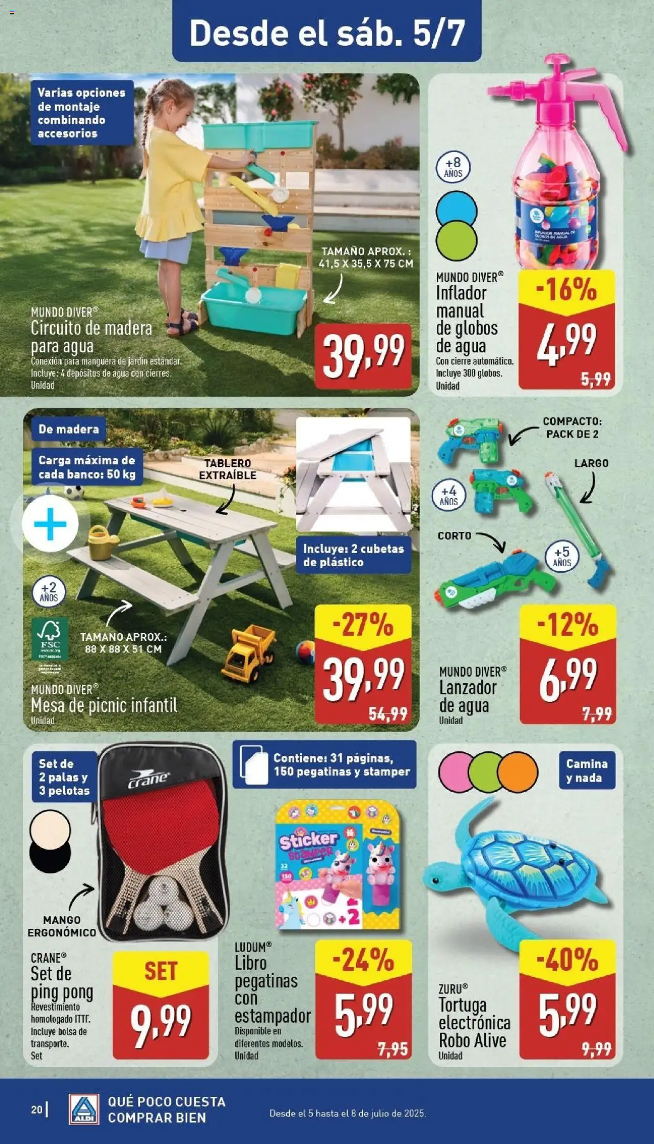 Aldi folleto Península │ válido desde el 30.06.2025 | Página: 20 | Productos: Manguera, Inflador, Ρούτερ, Mesa