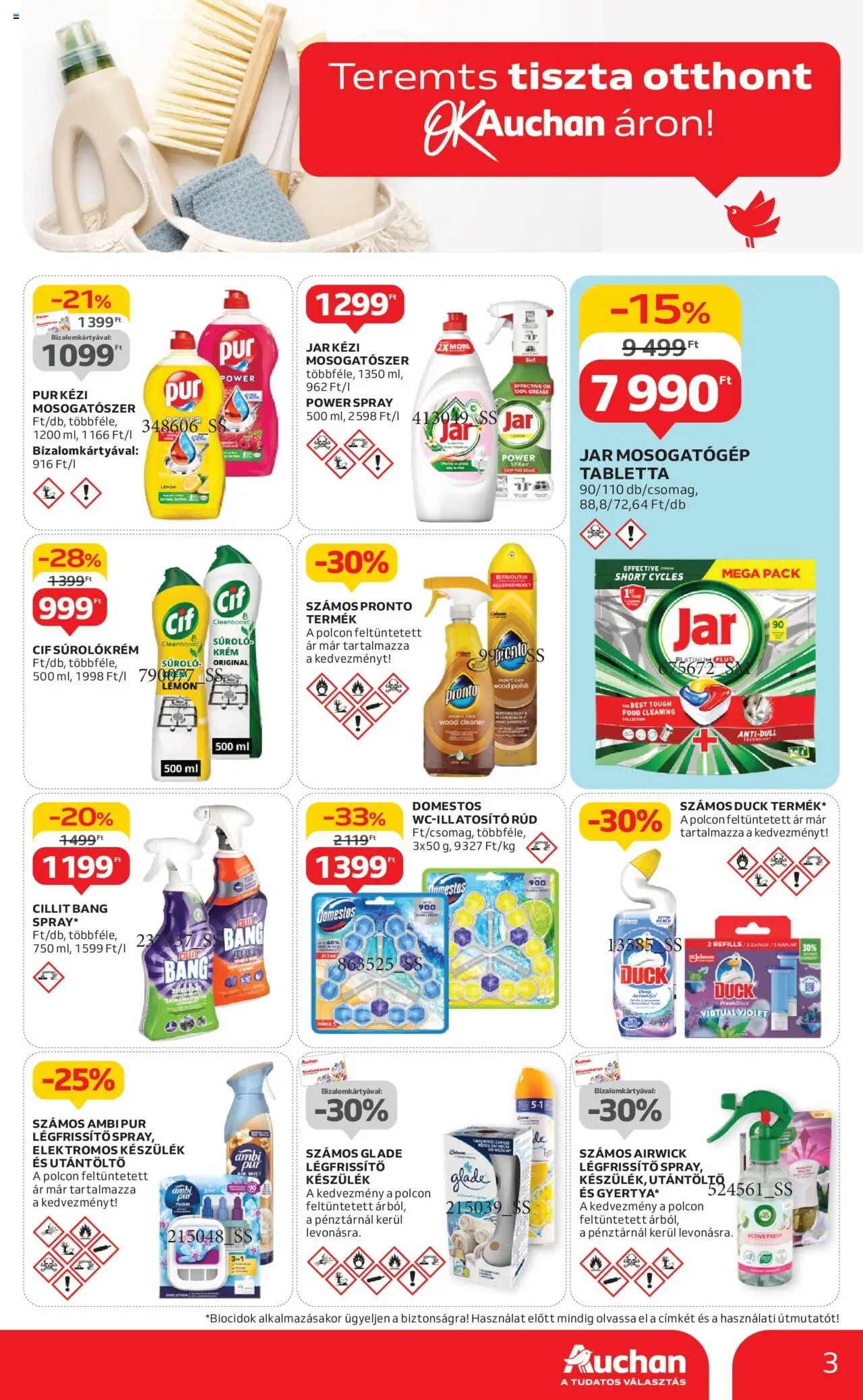 Auchan akciós ujság - amely érvényes a következő dátumtól: 05.06.2025 | Oldal: 3 | Termékek: Mosogatógép, Wc-illatosító, Légfrissítő, Mosogatószer