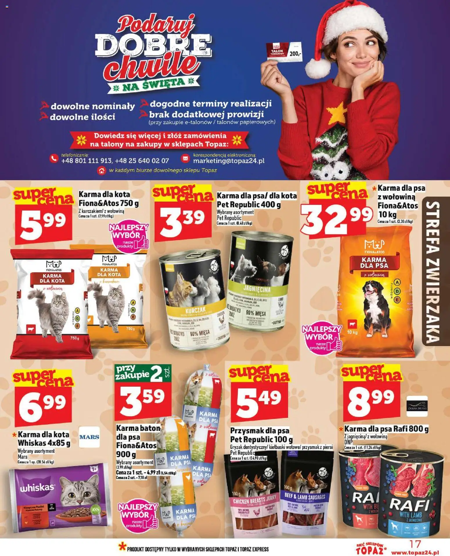 Topaz Gazetka od 13.11.2025 | Strona: 17 | Produkty: Kurczak, Jagnięcina, Baton, Karma dla kota