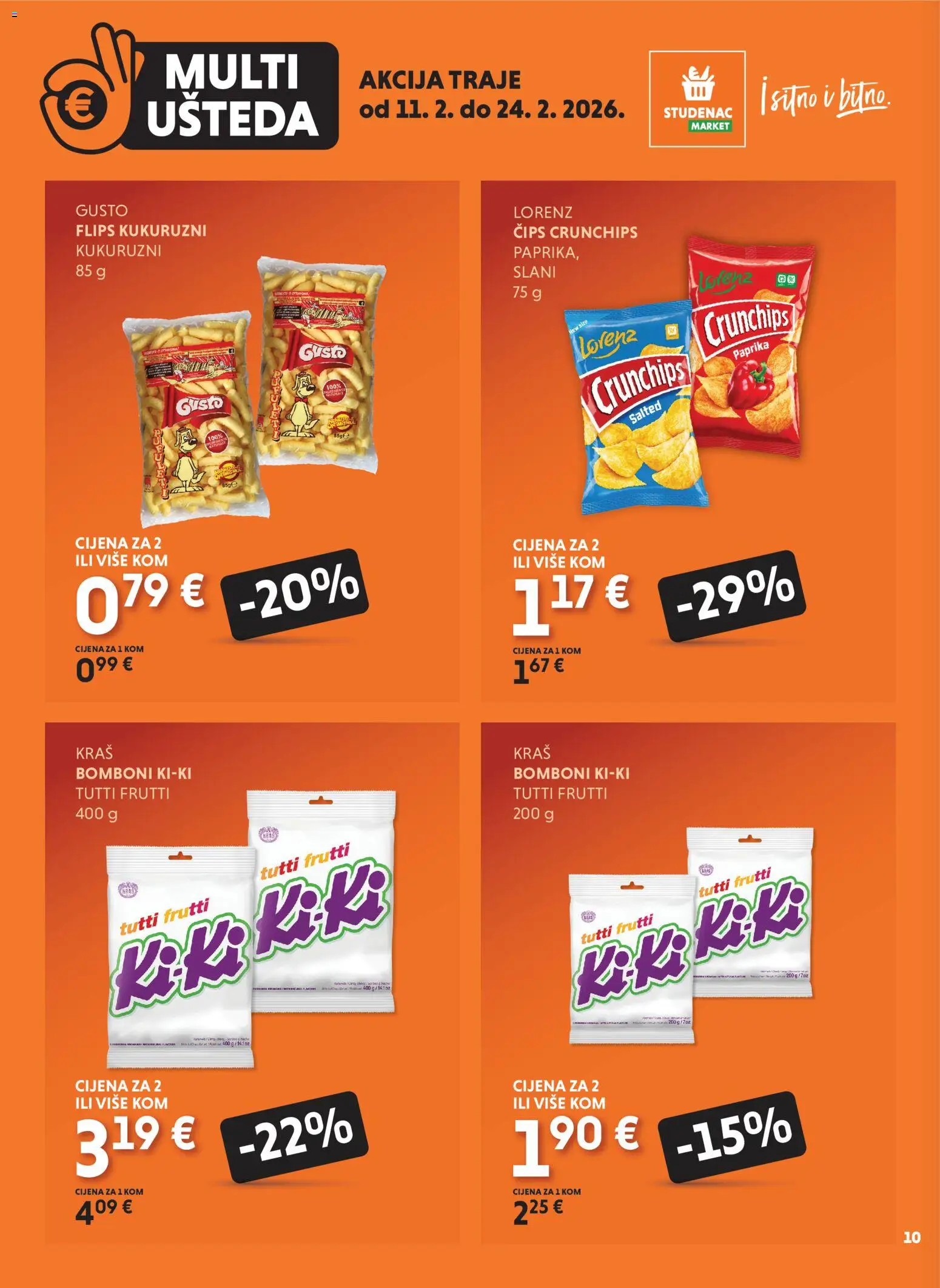 Studenac katalog | vrijedi od 11.02.2026 | Stranica: 10 | Proizvodi: Flips, Bomboni, Paprika, Čips