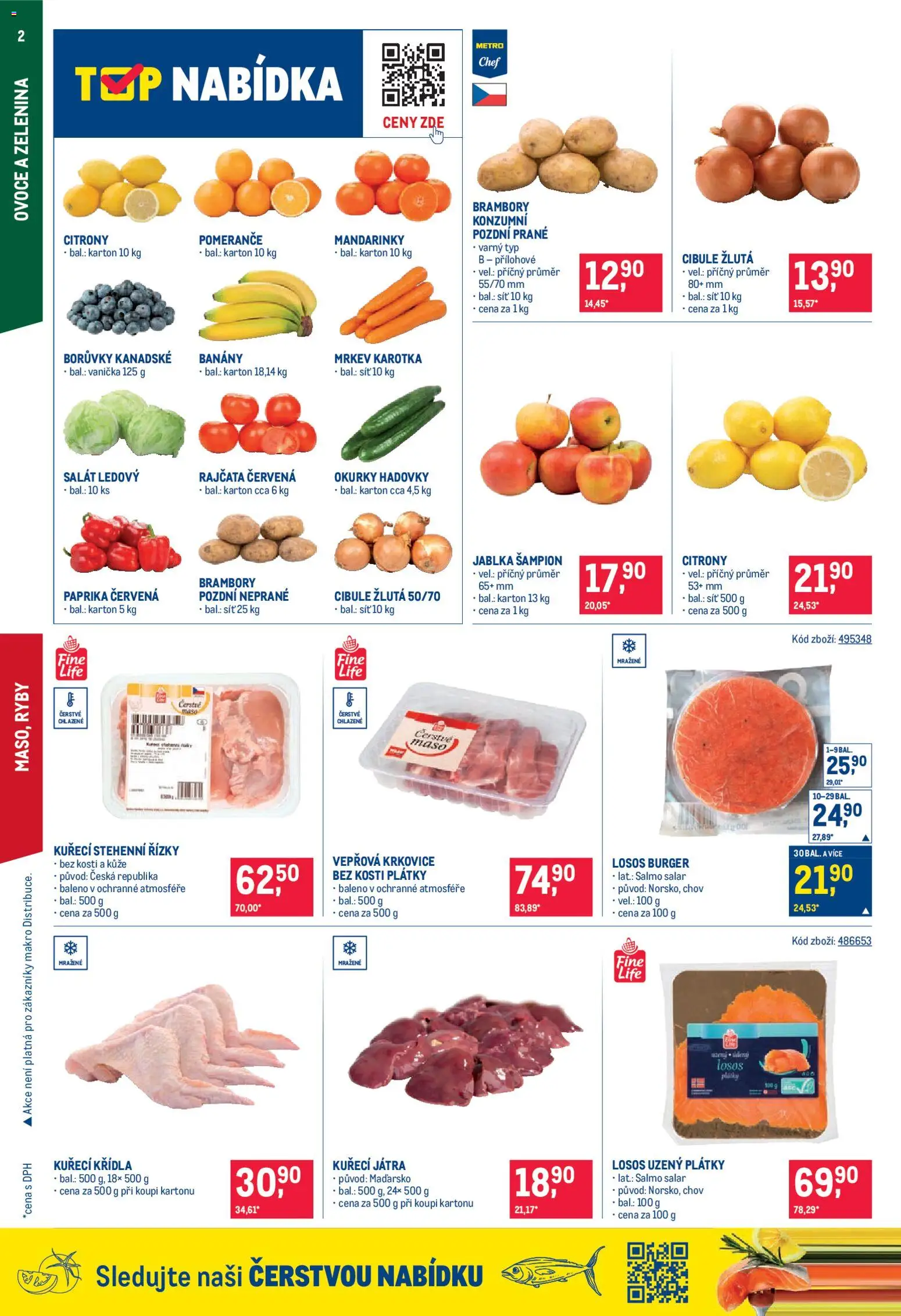 Makro leták - Maloobchod od 17.12.2025 | Strana: 2 | Produkty: Mandarinky, Okurky, Vepřová krkovice bez kosti, Kuřecí Játra