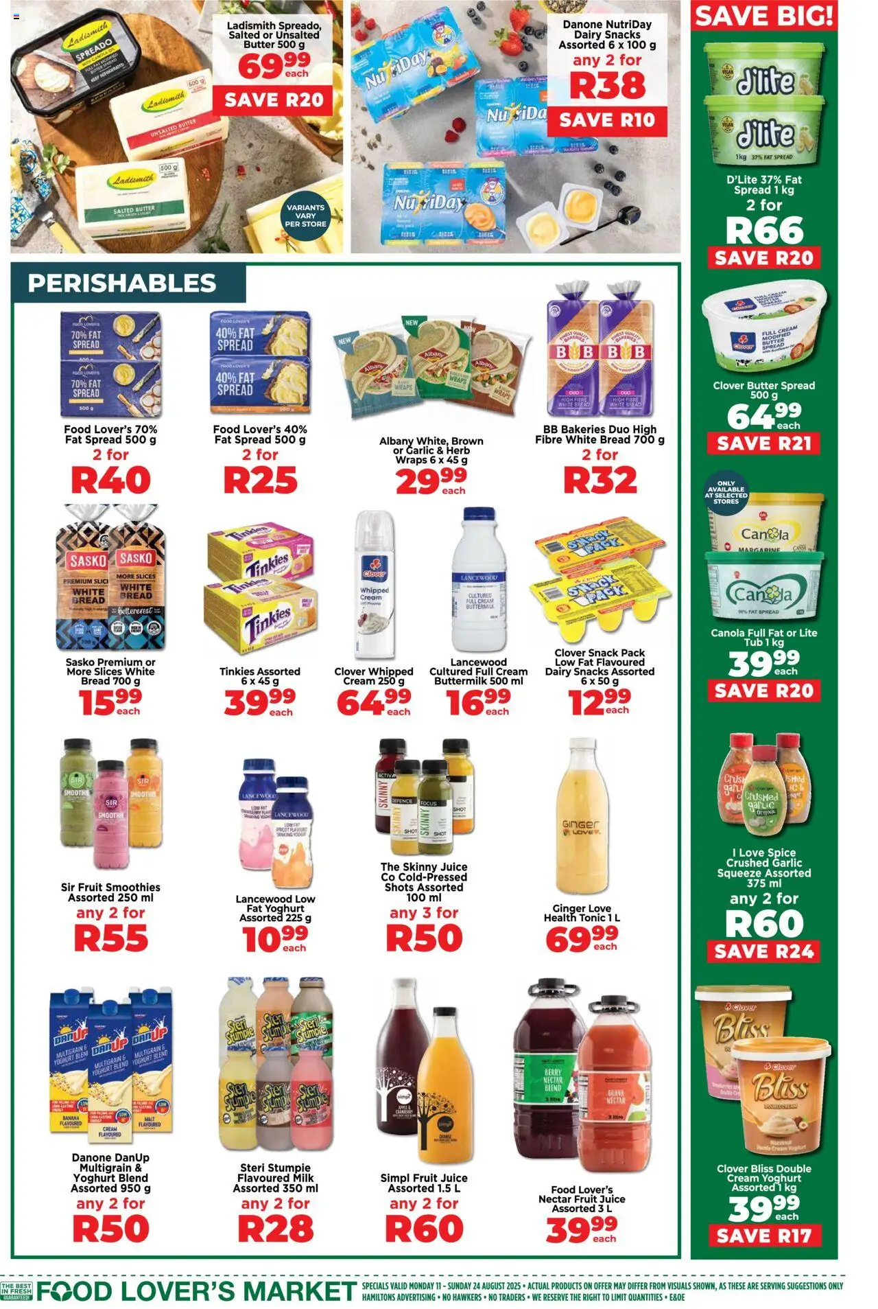 Food Lover's Market KwaZulu-Natal - Specials │ valid from 11.08.2025 | Page: 4 | Products: Margarine, Juice, Fruit, Garlic