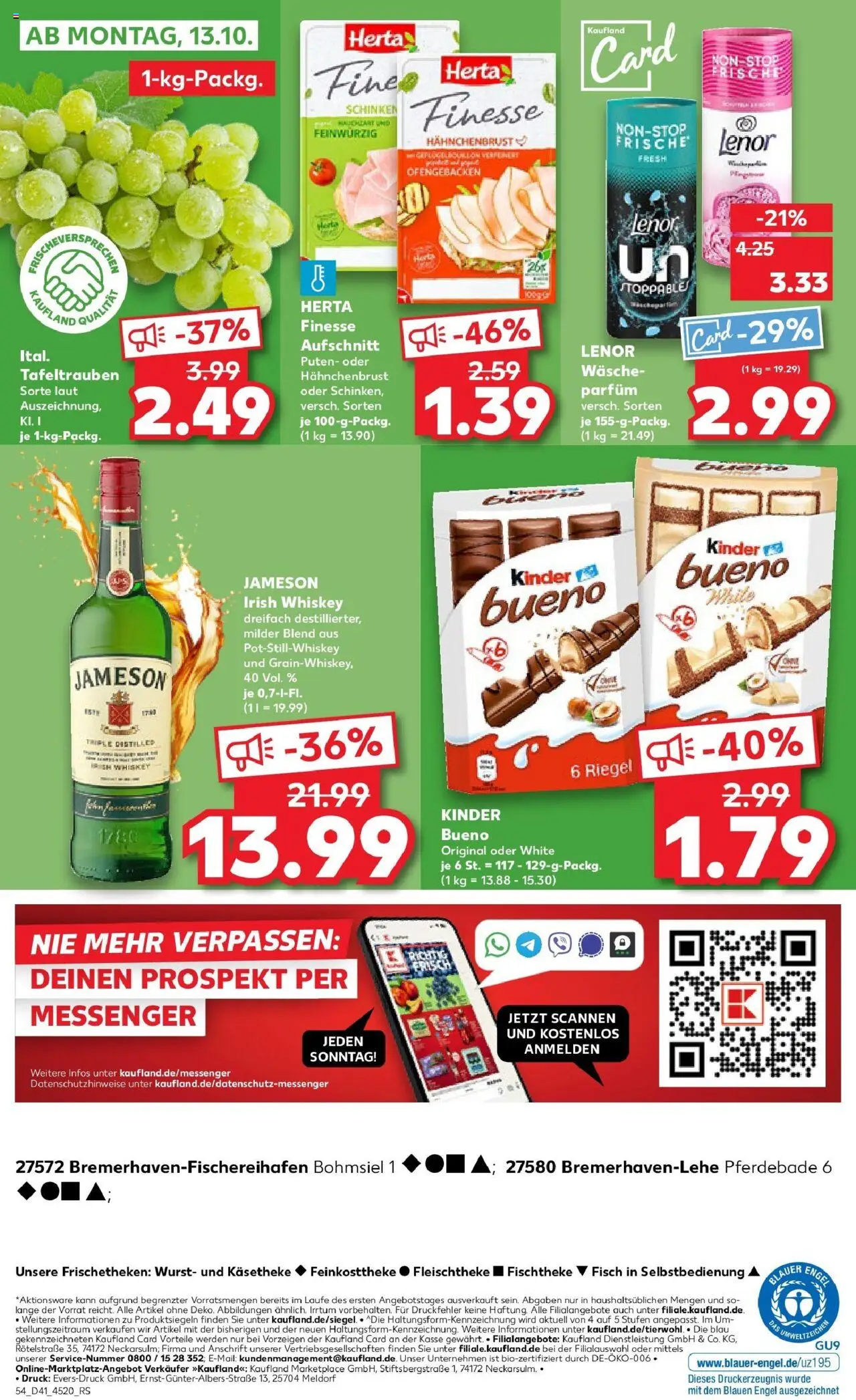 Kaufland prospekt Bremerhaven	 – gültig ab 09.10.2025 | Seite: 54 | Produkte: Jameson, Wurst, Schinken, Herta finesse