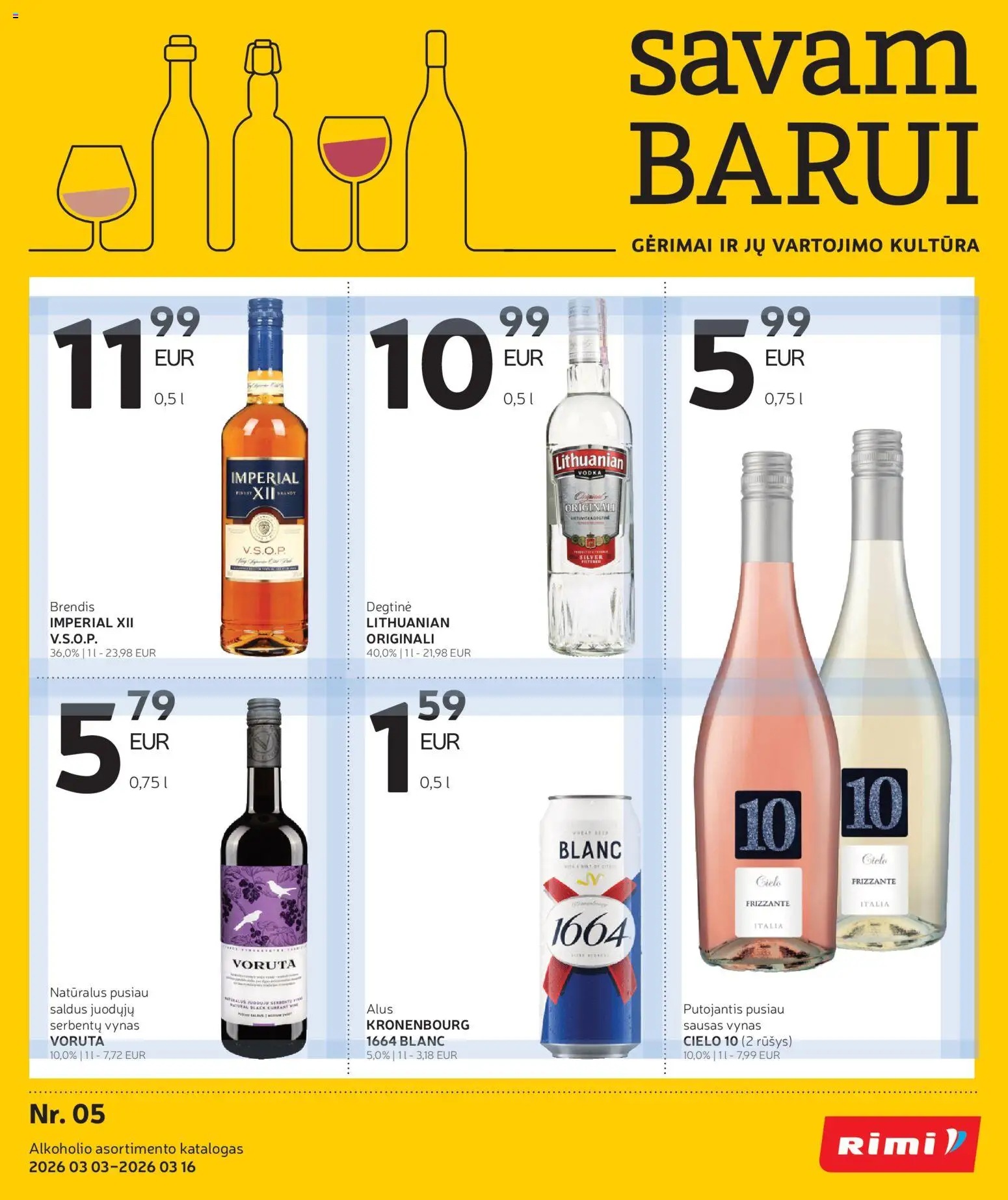 Rimi akcijos nuo 03.03.2026 | Puslapis: 1 | Prekių: Degtinė, Vynas, Alus