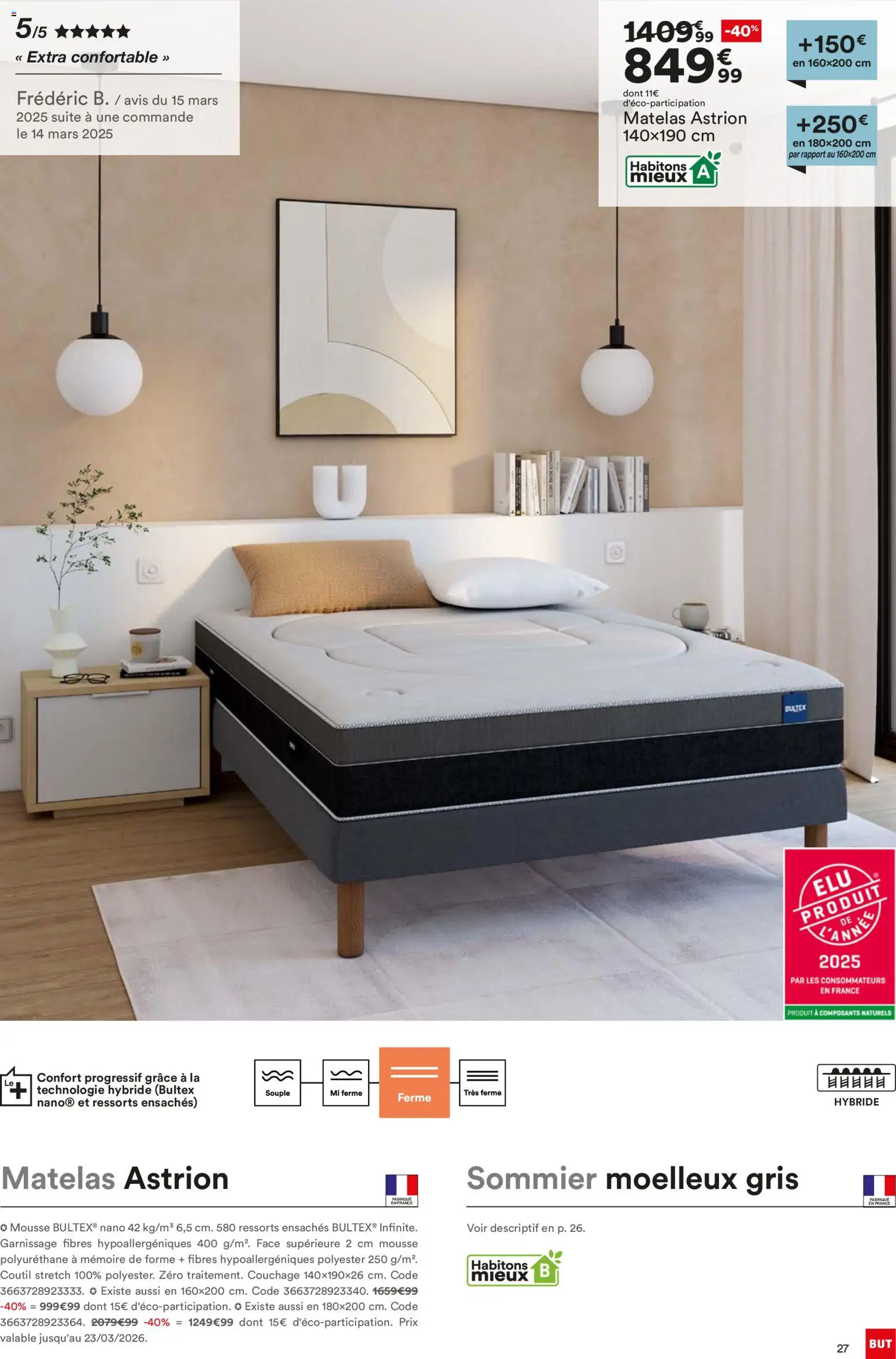 {H1} | Page: 27 | Produits: Mousse, Matelas, Sommier