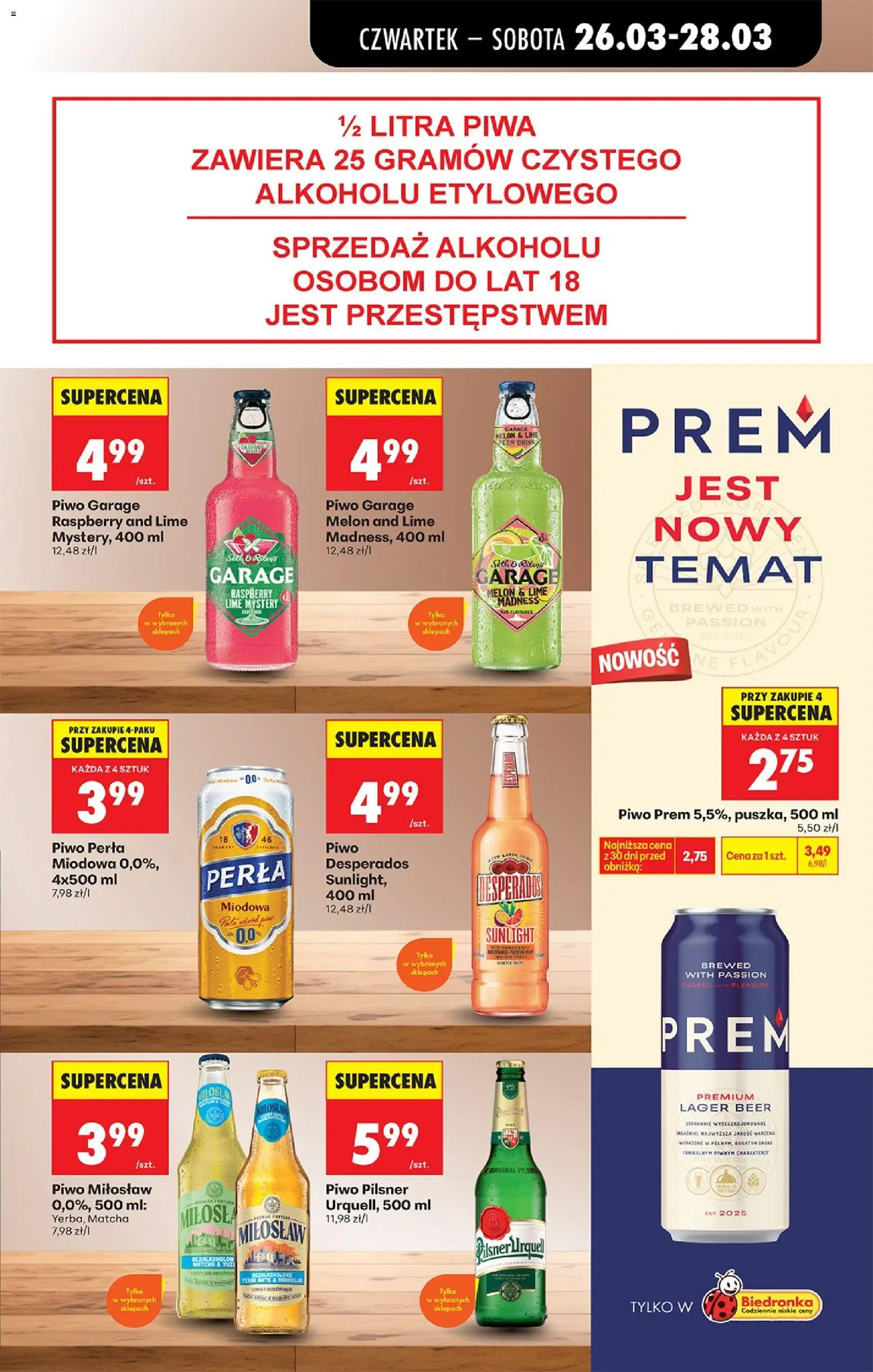 Biedronka gazetka od czwartku od 26.03.2026 | Strona: 69 | Produkty: Melon, Piwo perła, Piwo Desperados, Piwo
