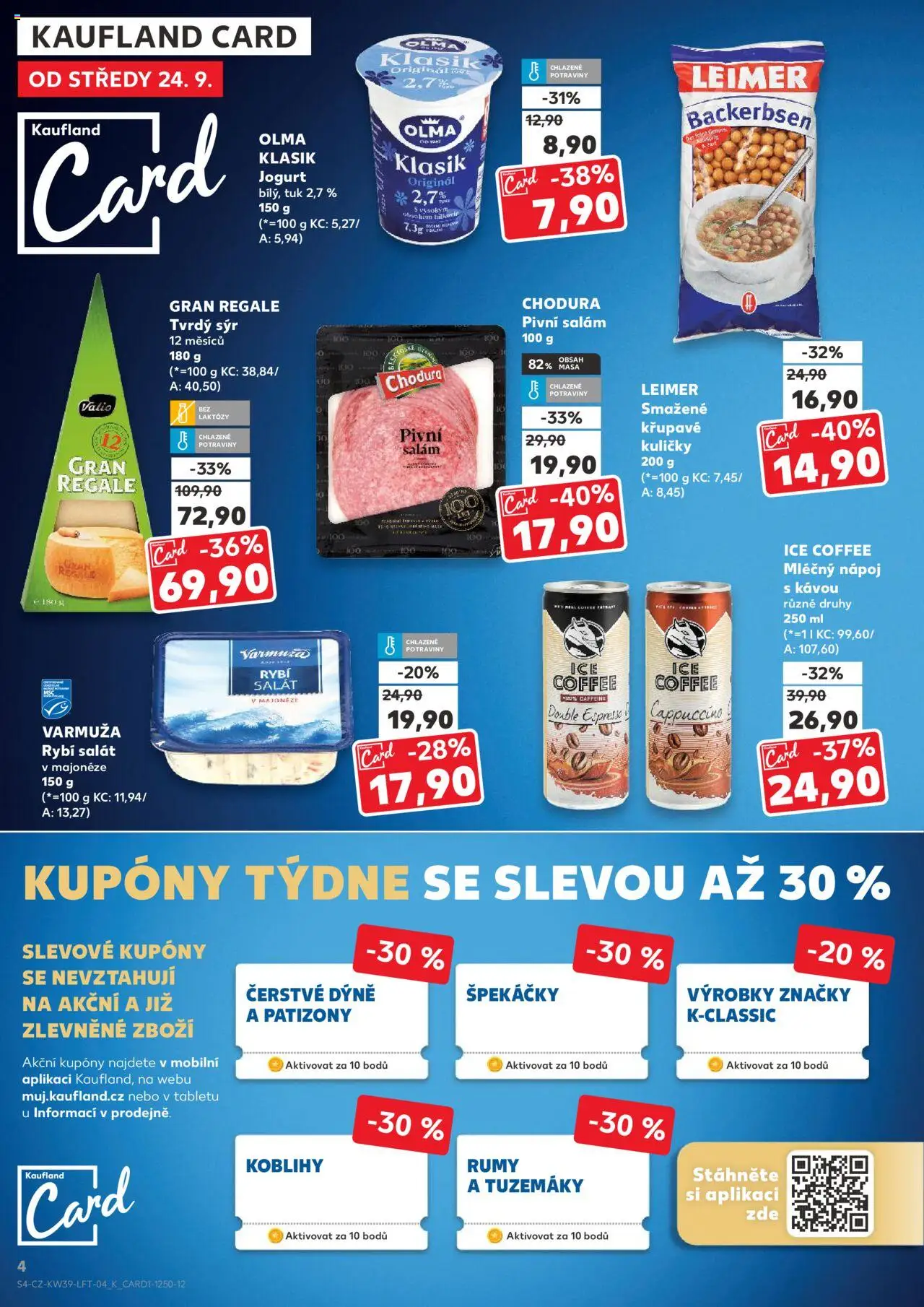 Kaufland leták od 24.09.2025 | Strana: 4 | Produkty: Sýr, Jogurt, Rybí salát, Salát