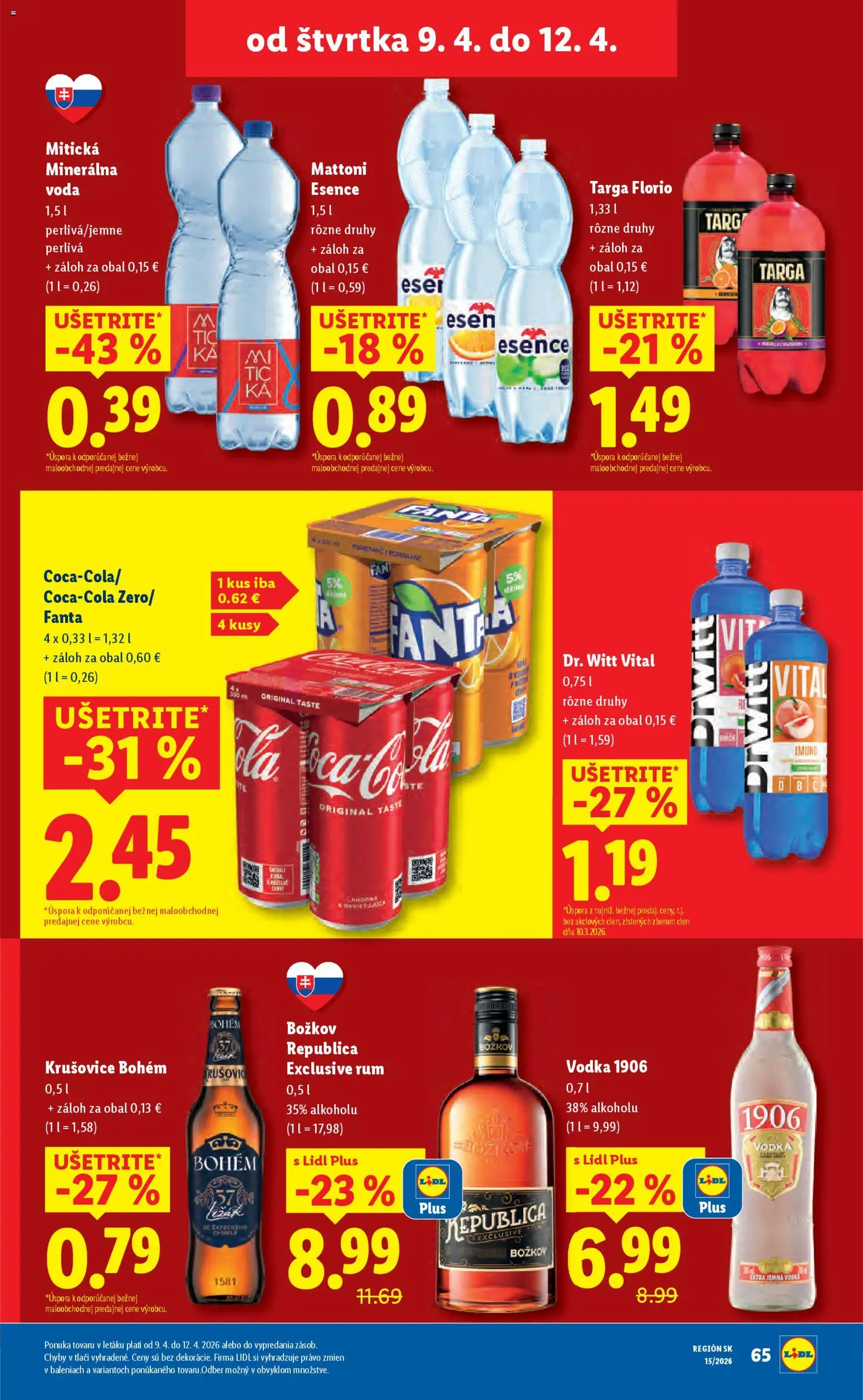 Nové Lidl akcie – leták je platný od 06.04.2026 | Strana: 67 | Produkty: Božkov, Republica, Mattoni, Mitická