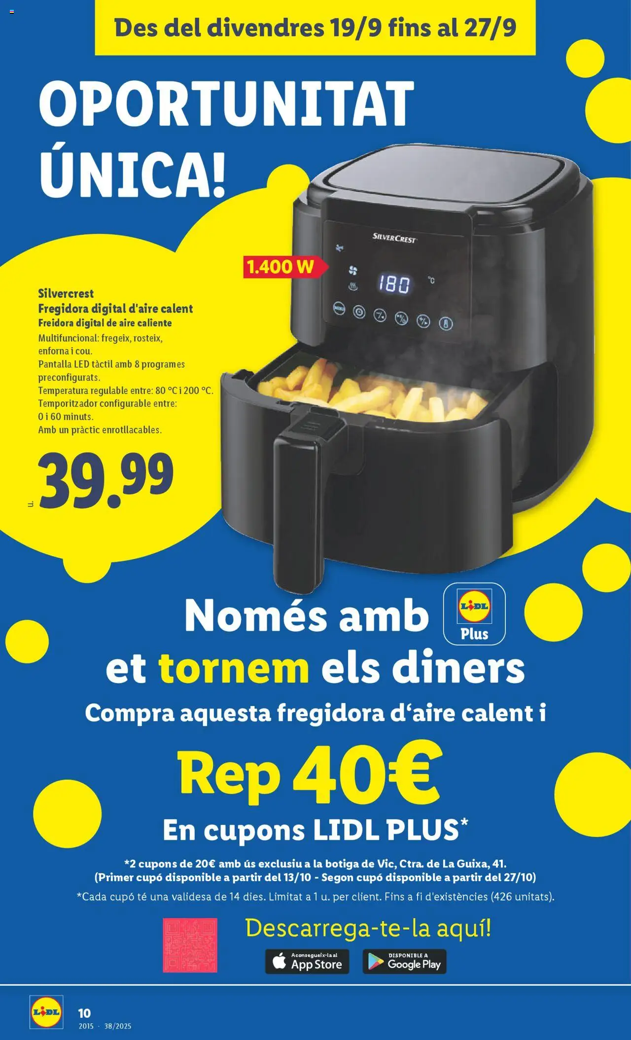 Lidl - La Guixa │ válido desde el 19.09.2025 | Página: 10 | Productos: Té, Freidora
