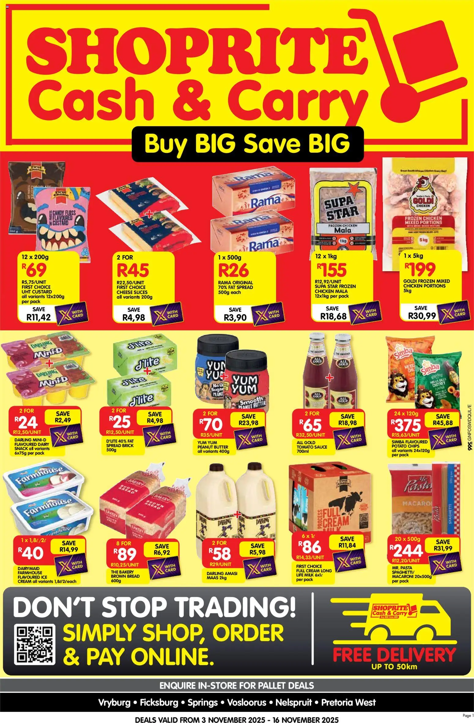 New Shoprite catalogue – valid from 03.11.2025 | Page: 1 | Products: Chutney, Cheese, Peanut butter, Fat spread