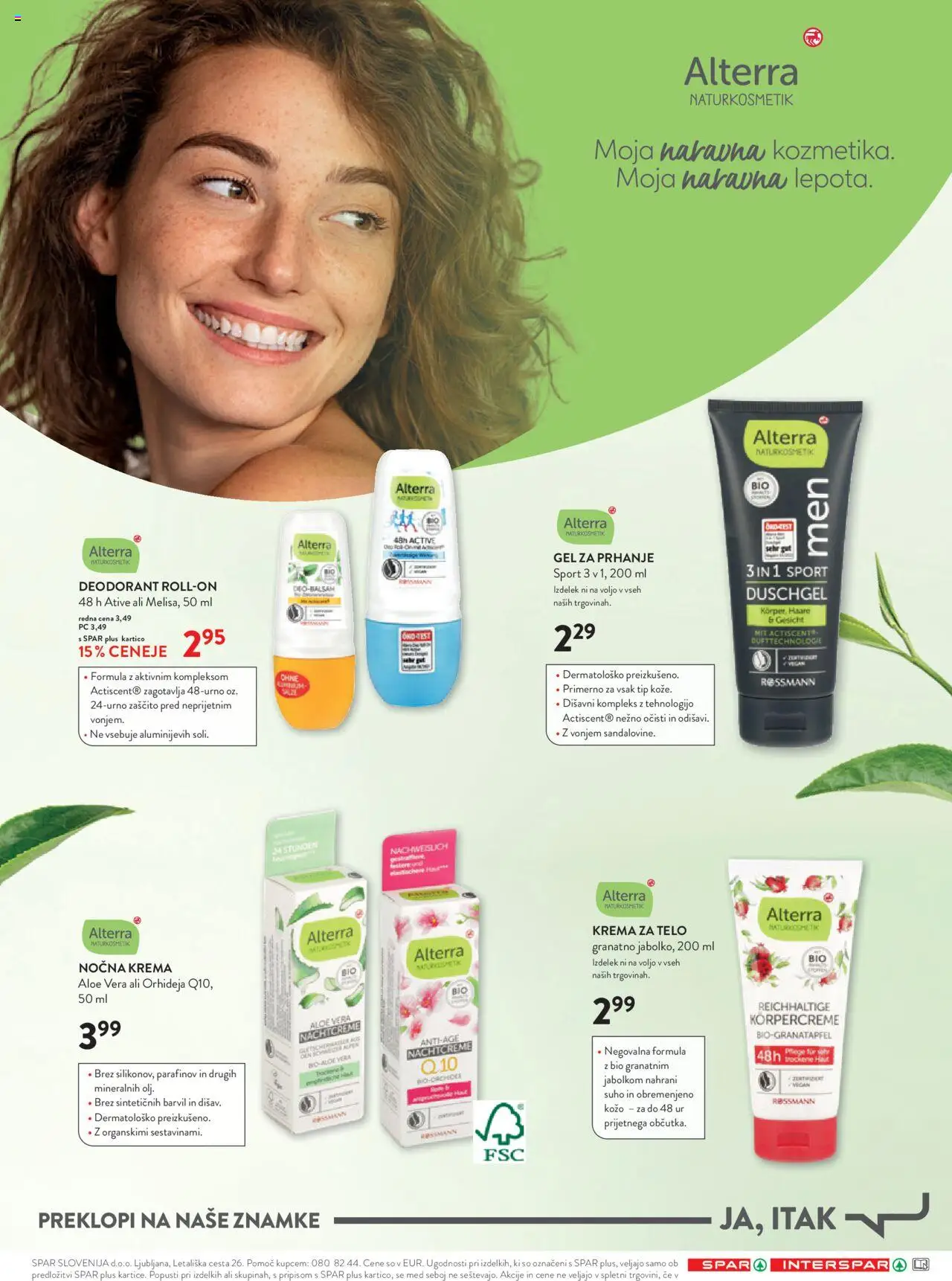 Novi Spar katalog ponudbe – veljaven od 08.10.2025 | Stran: 4 | Izdelki: Gel za prhanje, Krema, Krema za telo, Deodorant