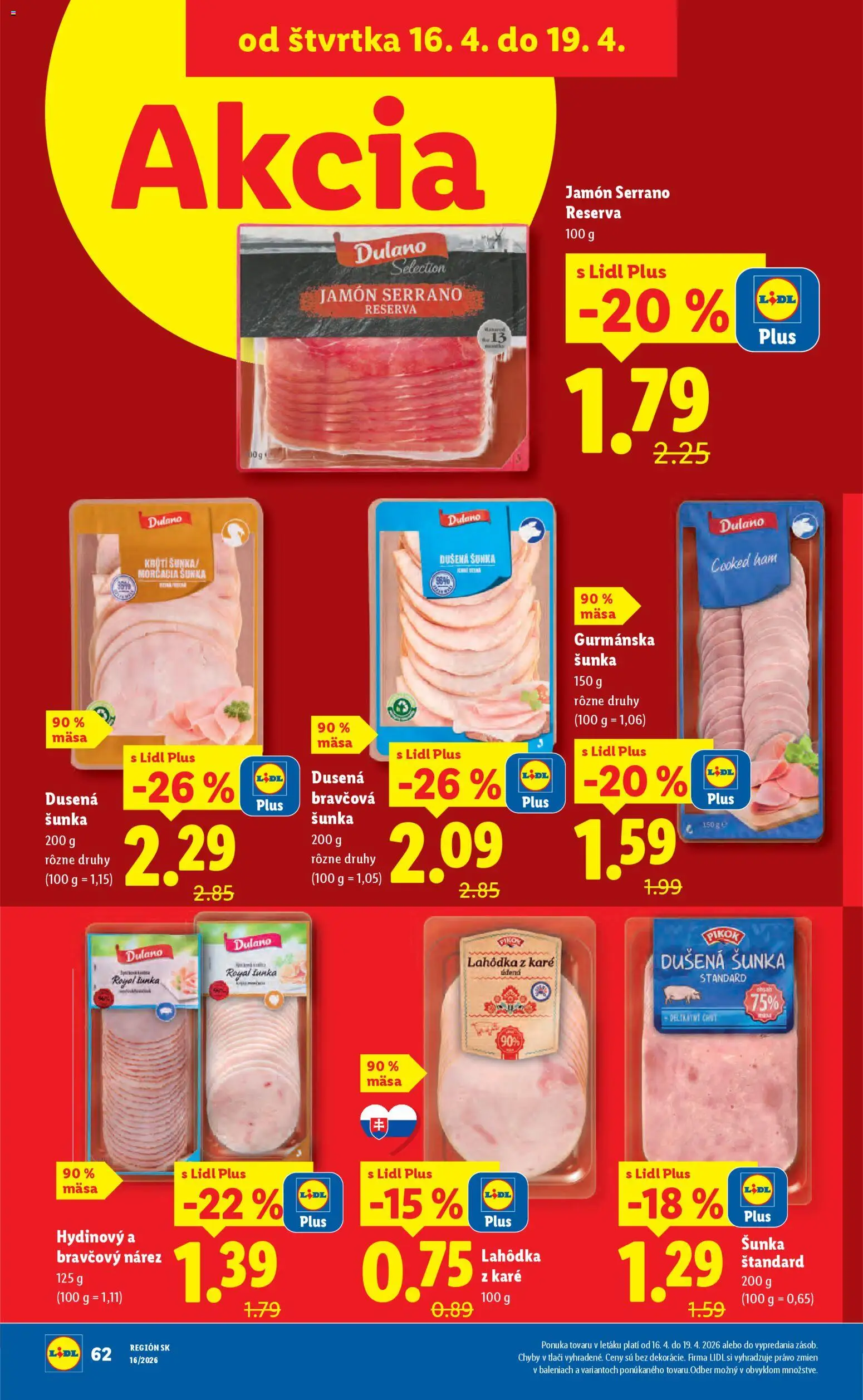 Nové Lidl akcie – leták je platný od 13.04.2026 | Strana: 60 | Produkty: Šunka