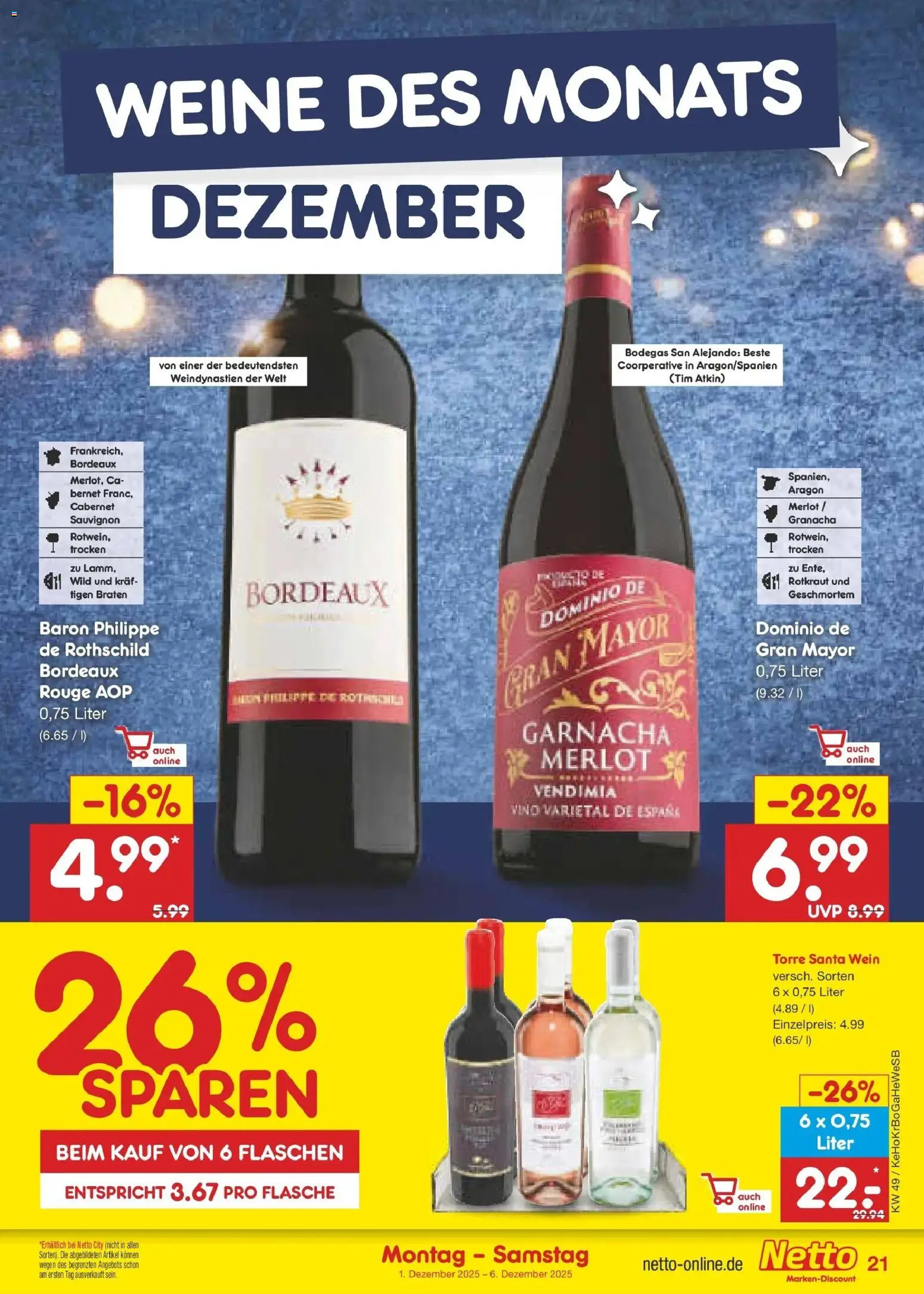 Netto Marken-Discount prospekt Hannover	 – gültig ab 30.11.2025 | Seite: 23 | Produkte: Merlot, Rouge, Wein