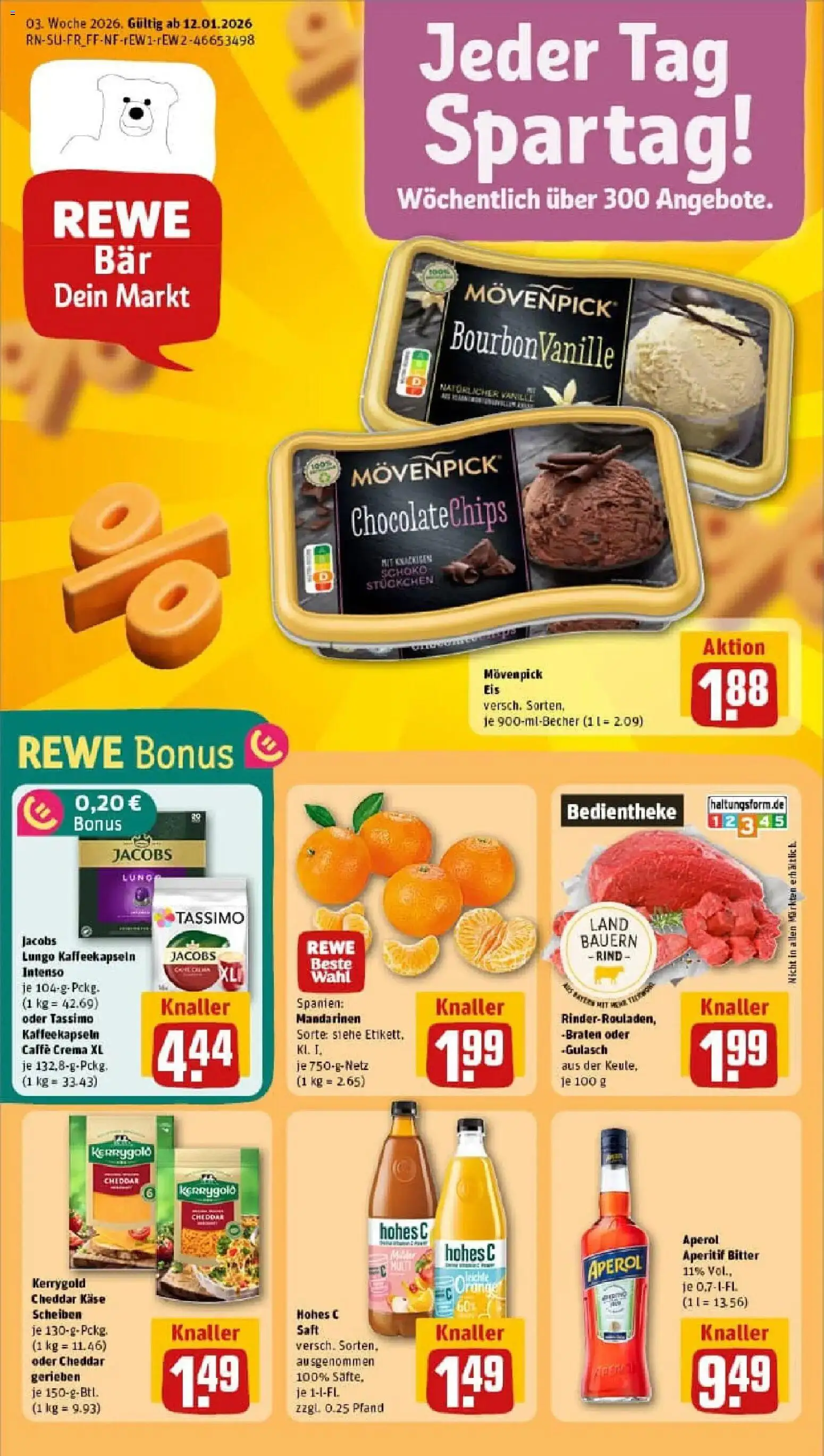 Rewe prospekt Helmbrechts	 – gültig ab 11.01.2026 | Seite: 1 | Produkte: Käse, Hohes c, Aperol, Saft