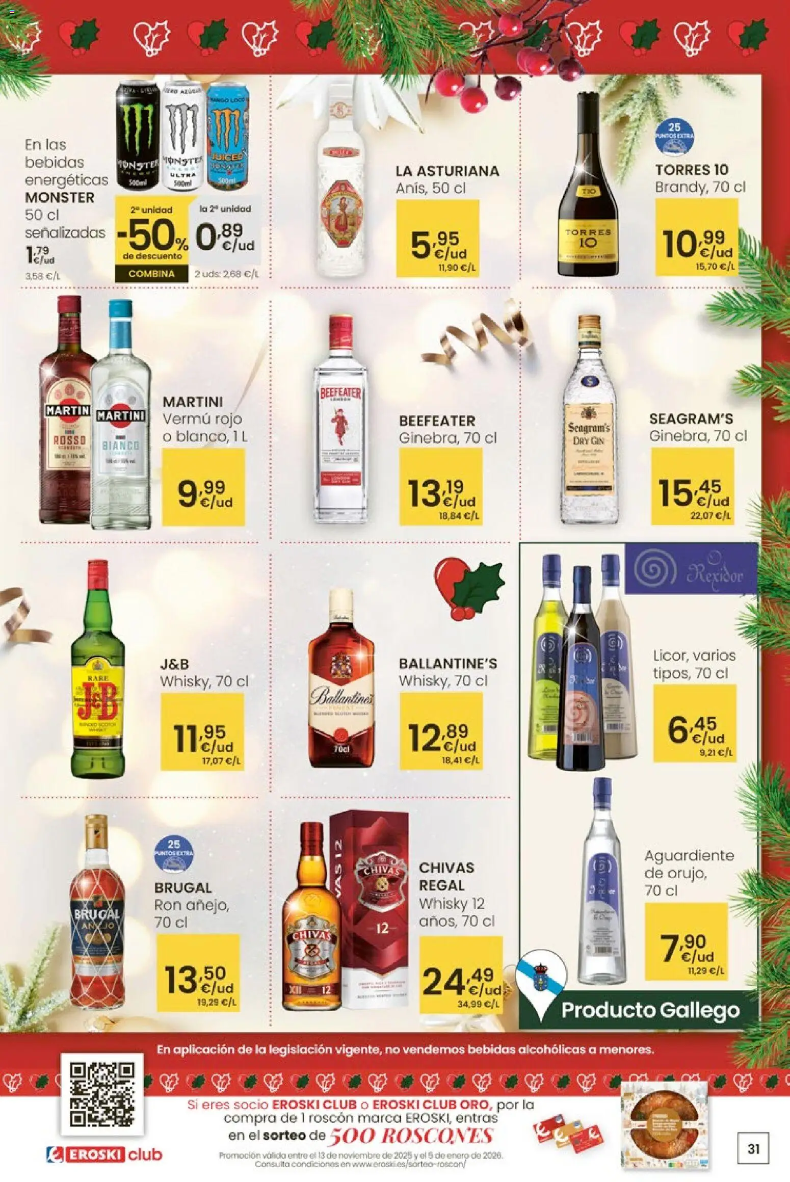 Eroski - City │ válido desde el 27.11.2025 | Página: 31 | Productos: Ron, Whisky, Ρούτερ