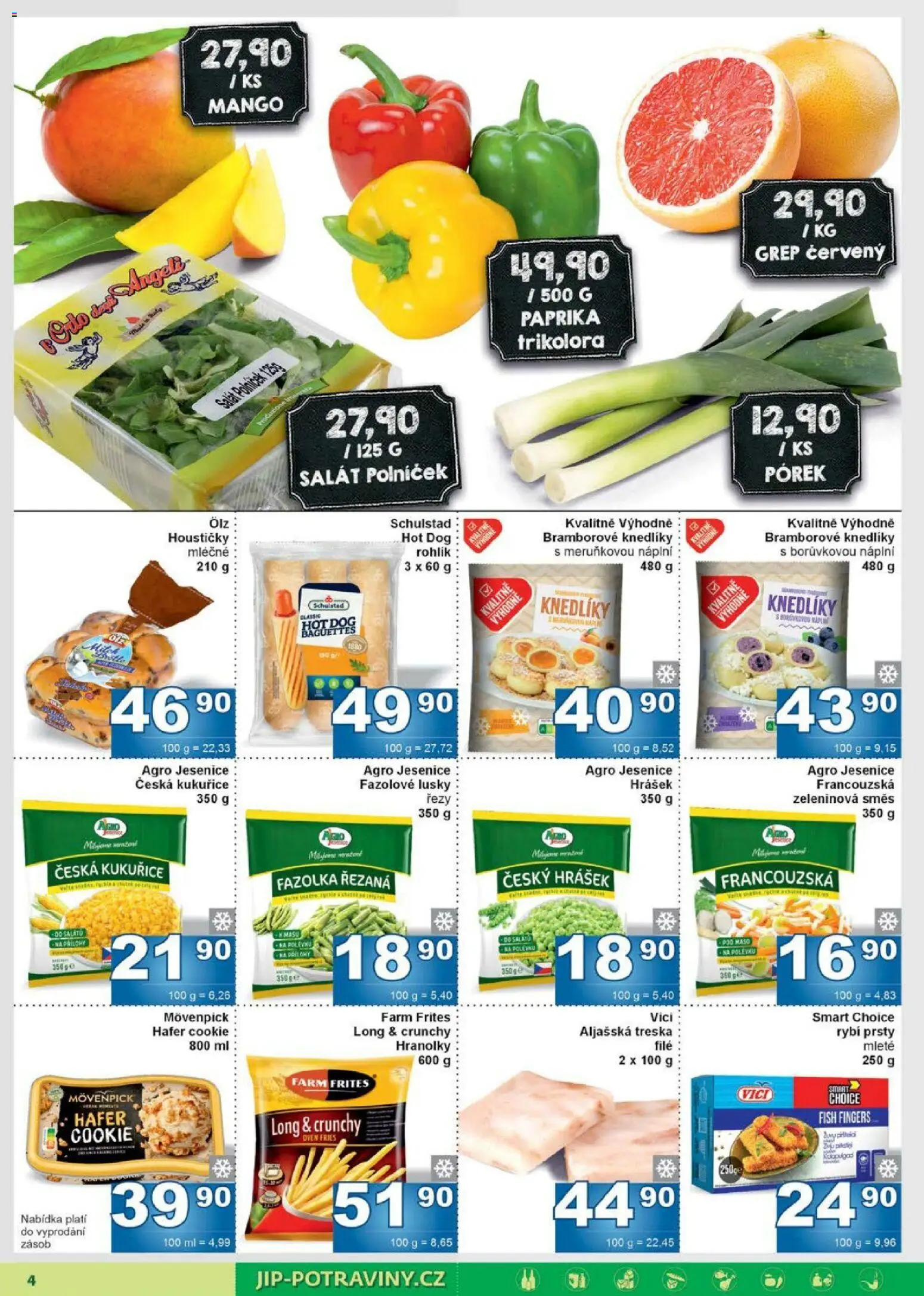 Jip leták od 28.01.2026 | Strana: 4 | Produkty: Aljašská treska, Grep, Paprika, Maso