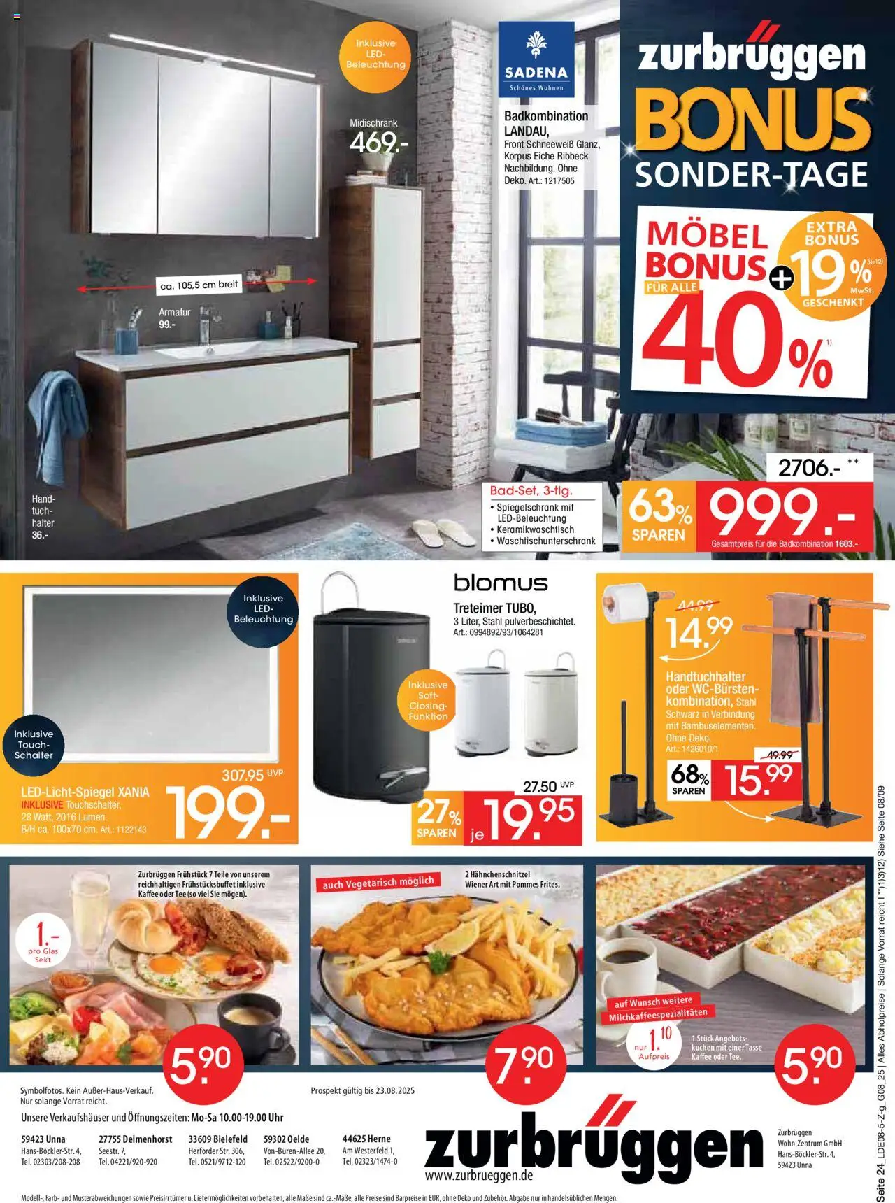 Zurbrüggen Prospekt Bonus Sonder-Tage - gültig ab dem 02.08.2025 | Seite: 46 | Produkte: Pommes, Handtuchhalter, Midischrank, Uhr