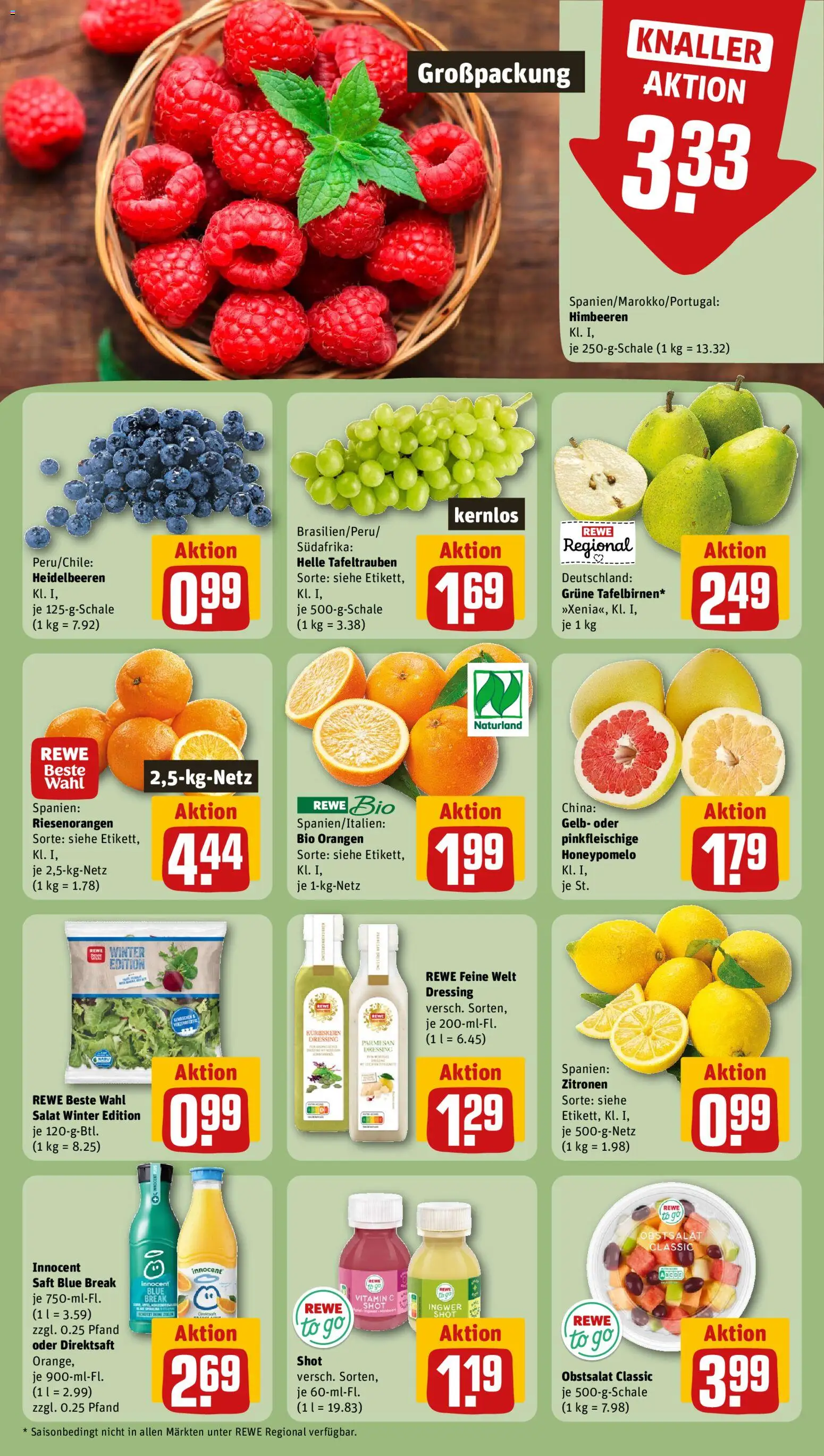 Rewe Prospekt 	 – gültig ab 26.01.2026 | Seite: 6 | Produkte: Dressing, Orangen, Heidelbeeren, Saft