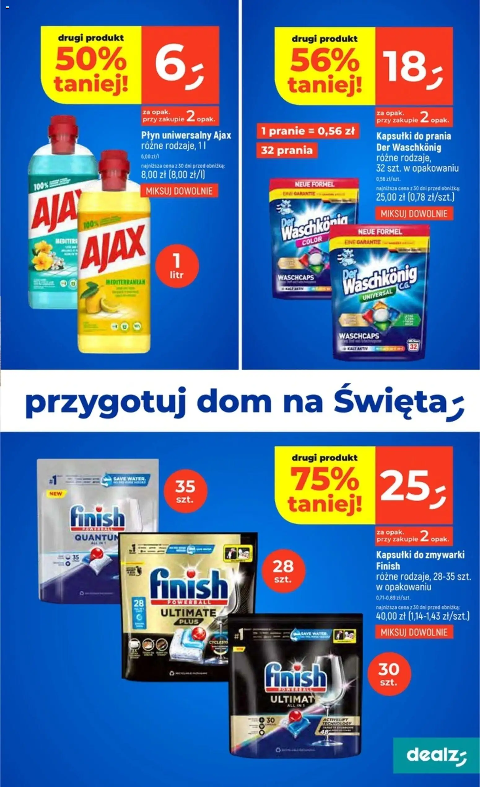 Dealz Gazetka od 08.12.2025 | Strona: 41 | Produkty: Kapsułki do prania, Finish, Kapsułki do zmywarki
