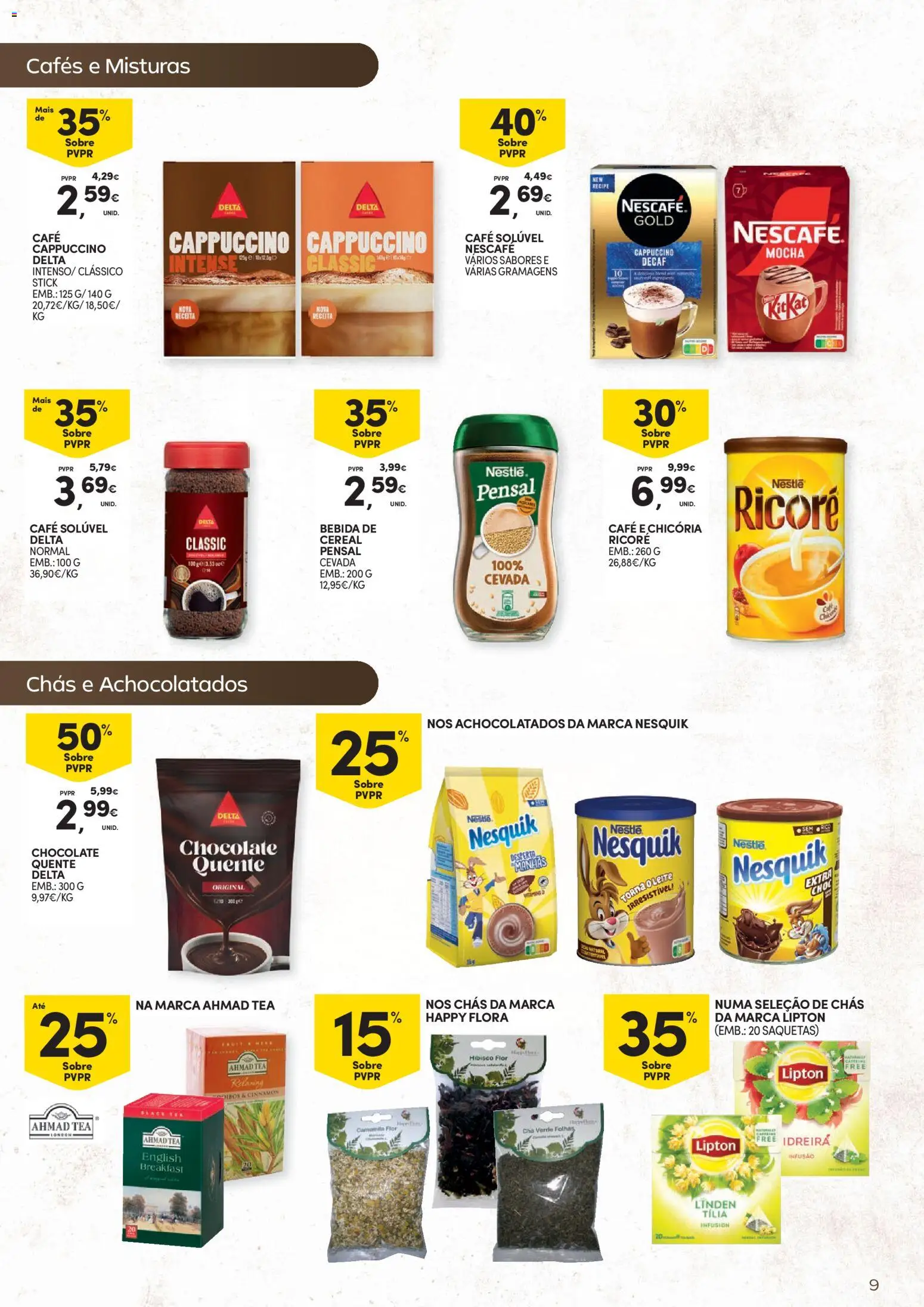 Continente - Sabores Intenso Para momentos Especiais │ válido de 17.02.2026 | Página: 9 | Produtos: Café solúvel, Leite, Chás, Chocolate
