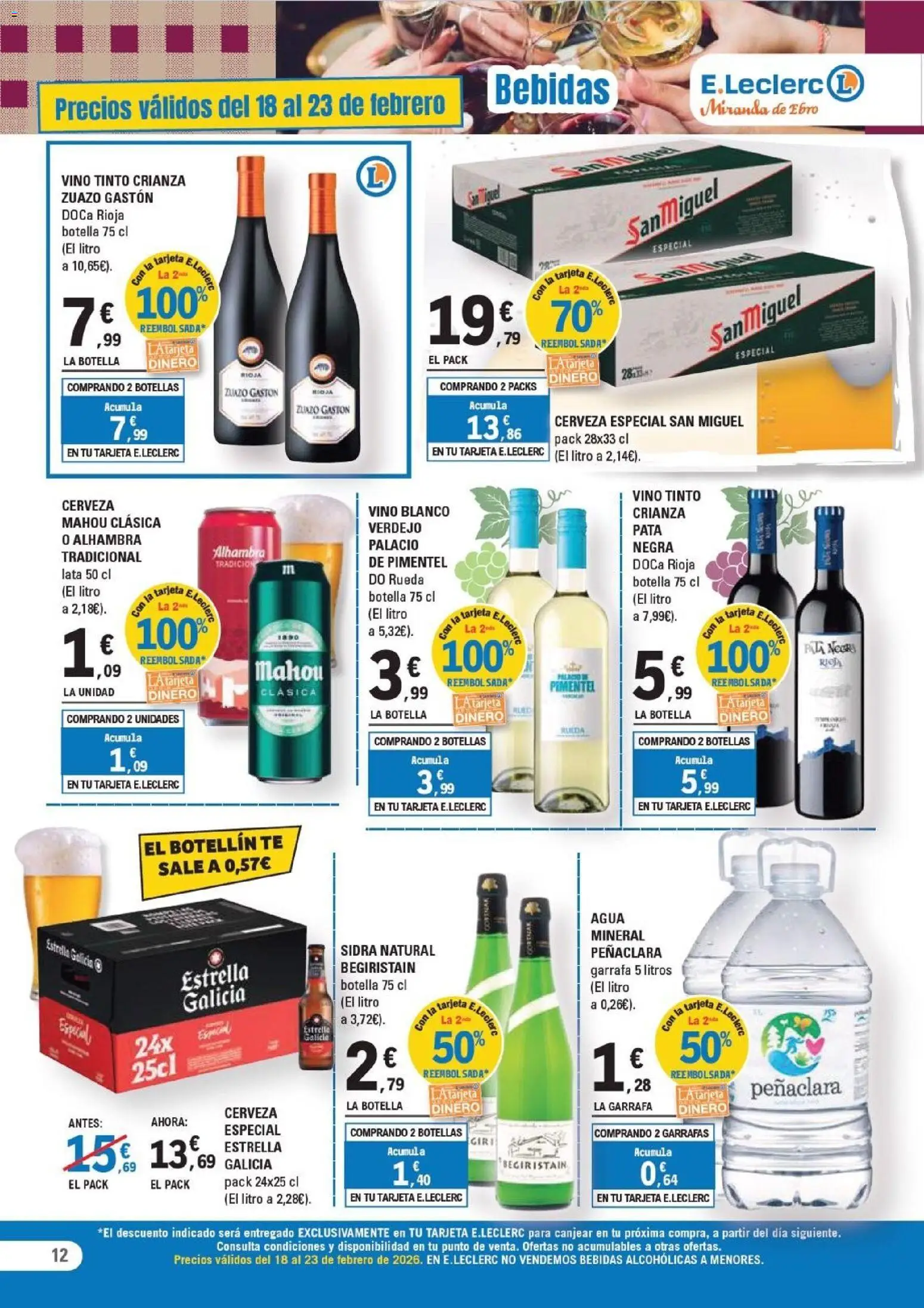 E.Leclerc - Miranda de Ebro │ válido desde el 18.02.2026 | Página: 12 | Productos: Vino, Cerveza, Té