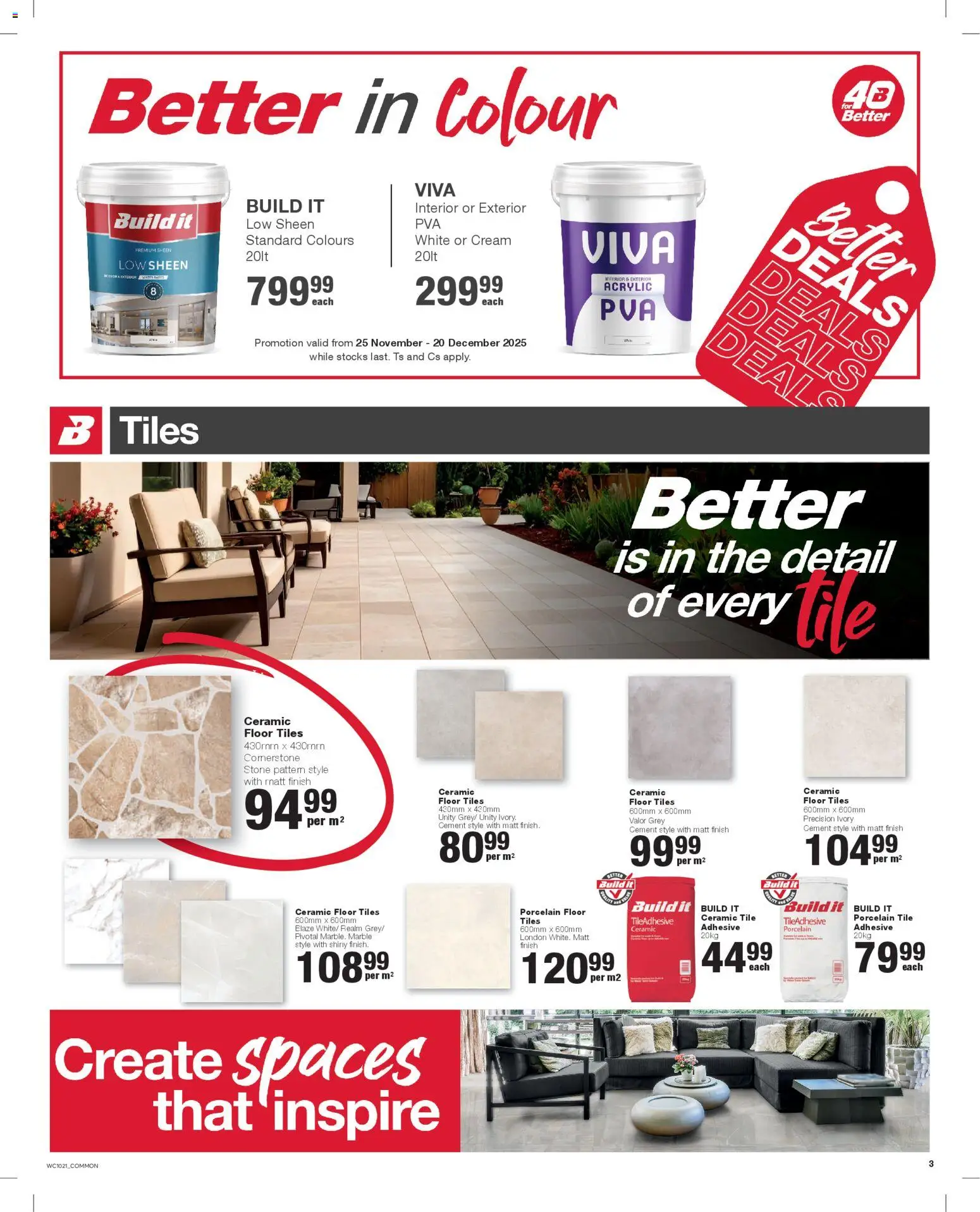 New Build It catalogue – valid from 25.11.2025 | Page: 3 | Products: Adhesive, Cream, Cement