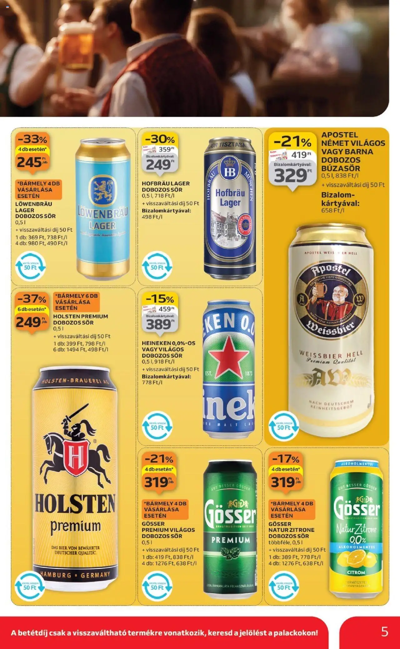 Auchan akciós ujság - amely érvényes a következő dátumtól: 25.09.2025 | Oldal: 5 | Termékek: Búzasör, Heineken, Gösser, Sör
