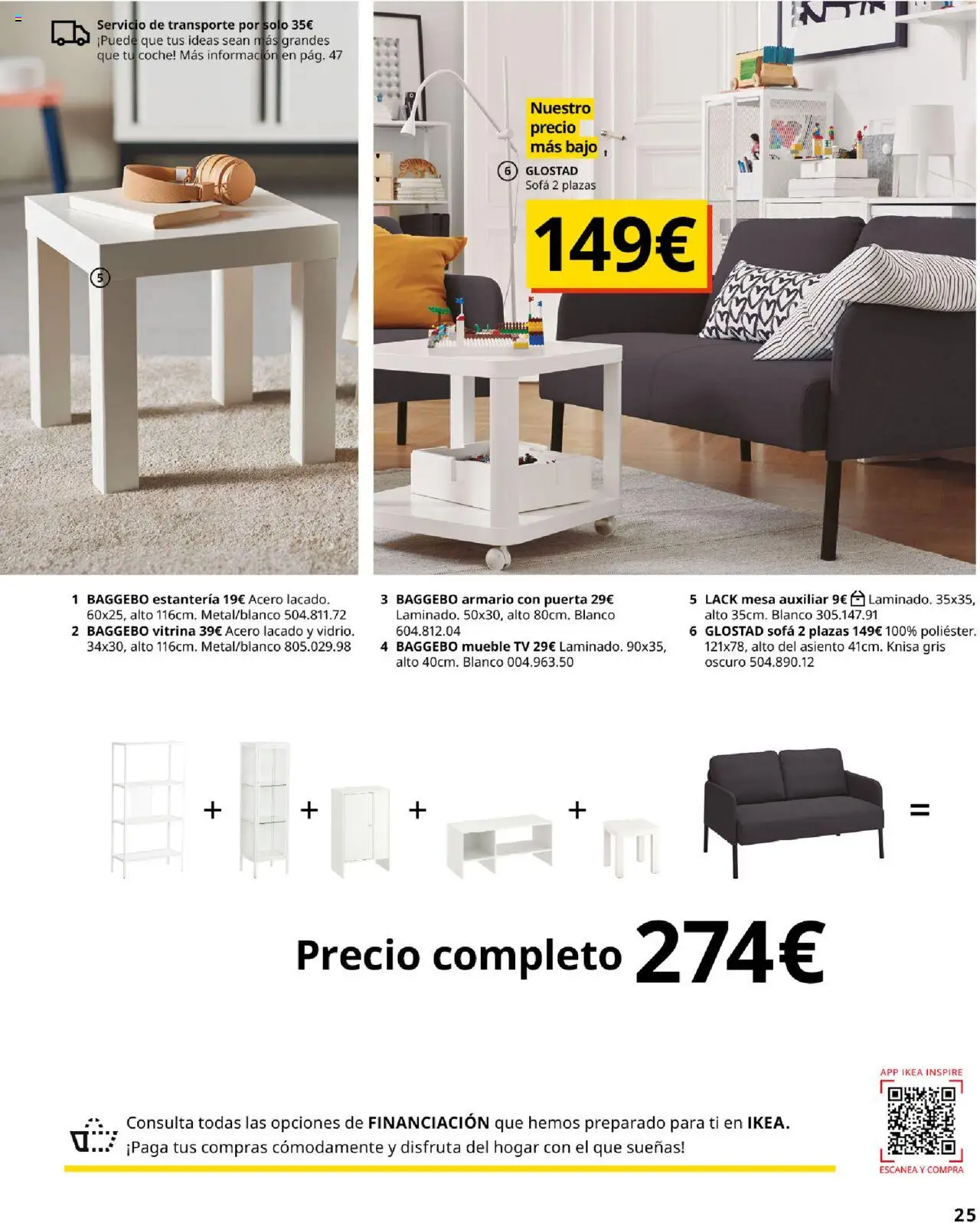 Catálogo IKEA Precios bajos. Muy bajos │ válido desde el 04.02.2025 | Página: 25 | Productos: Mesa auxiliar, Sofá, Mesa, Armario