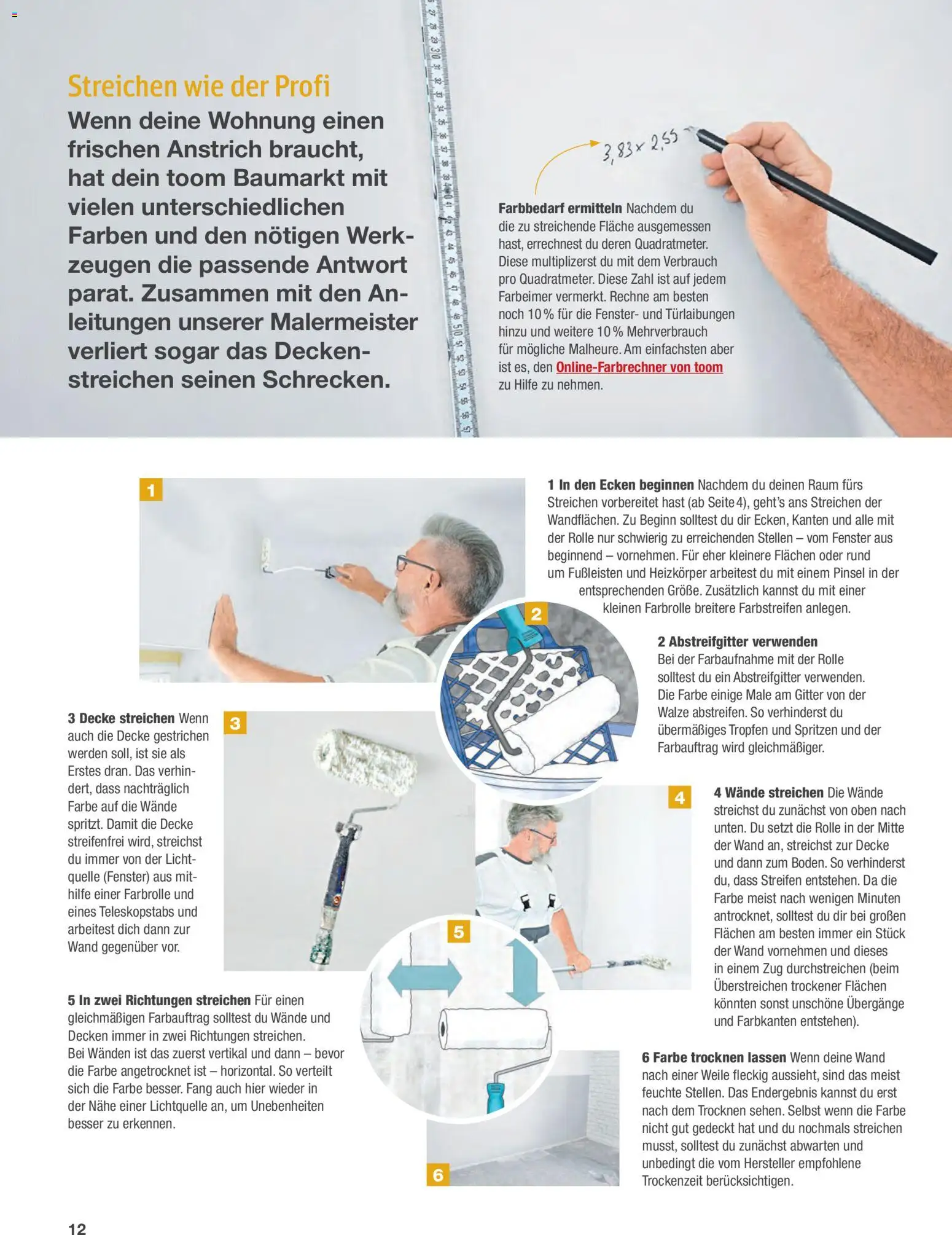 Toom Baumarkt Wände streichen und tapezieren – gültig ab 01.01.2026 | Seite: 12 | Produkte: Decke, Heizkörper, Pinsel