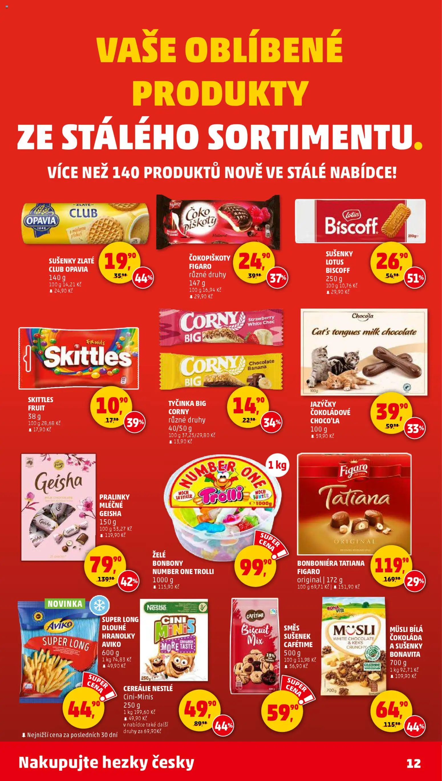 Penny Market leták - Čtvrtečník od 13.11.2025 | Strana: 12 | Produkty: Piškoty, Skittles, Müsli, Lotus