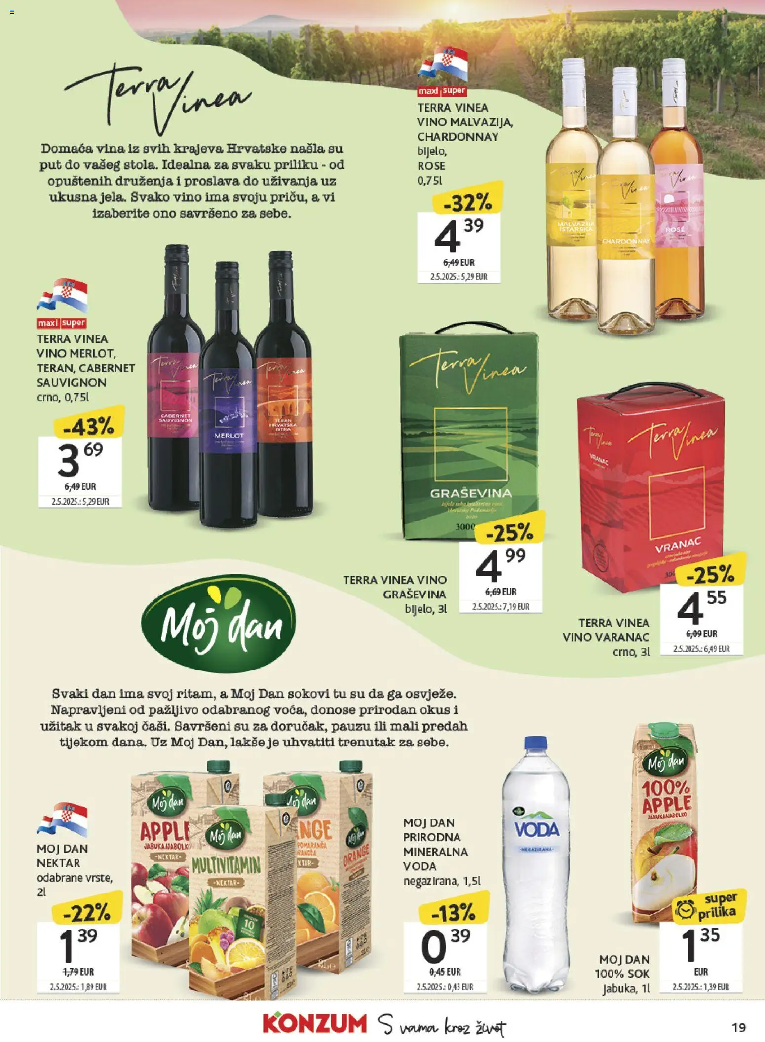 Konzum katalog | vrijedi od 19.01.2026 | Stranica: 19 | Proizvodi: Mineralna voda, Sok, Vino, Voda