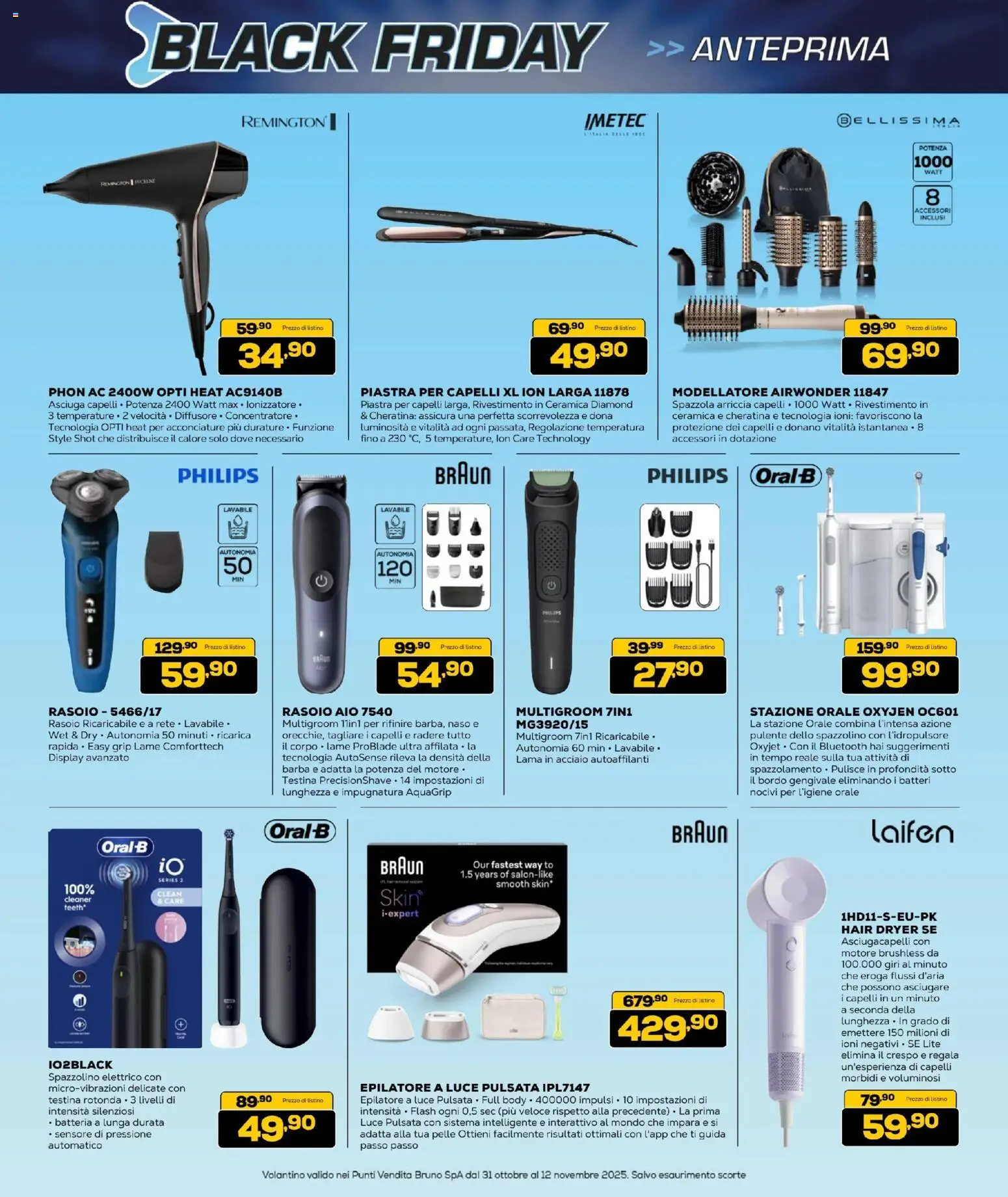Volantino BRUNO del 31.10.2025 | Pagina: 30 | Prodotti: Spazzolino, Piastra per capelli, Spazzolino elettrico, Batteria