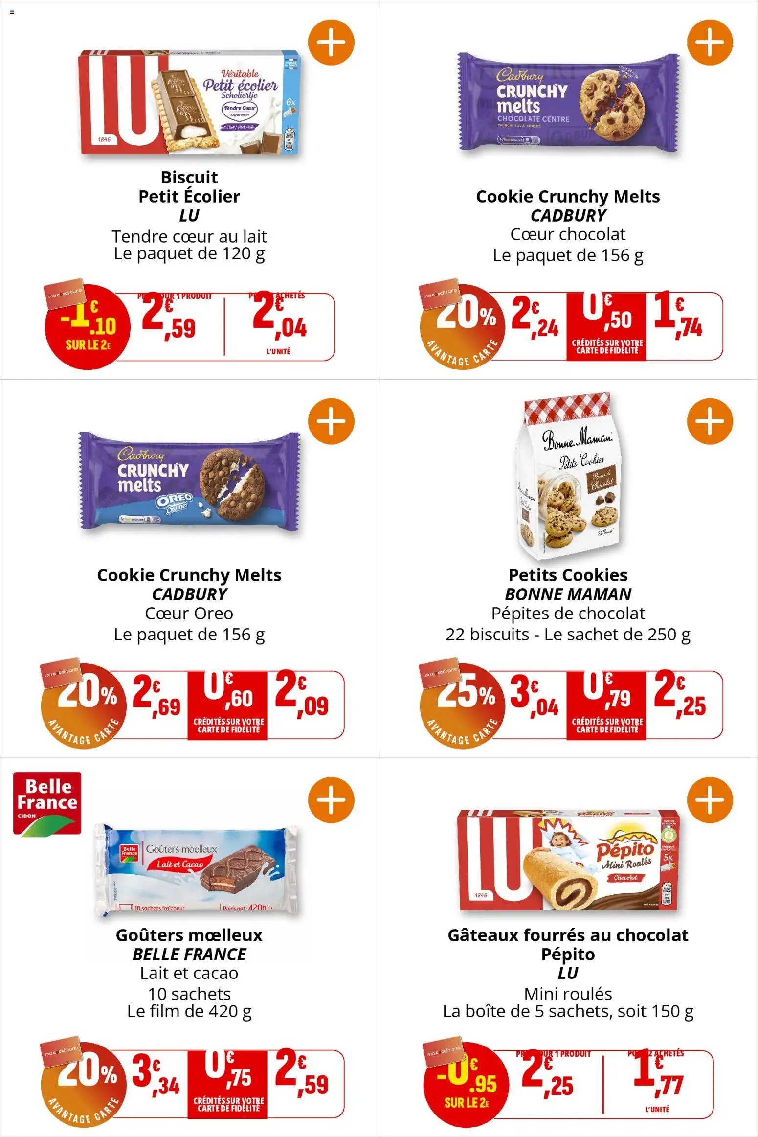 {H1} | Page: 16 | Produits: Gâteaux fourrés au chocolat, Lait, Chocolat, Biscuits