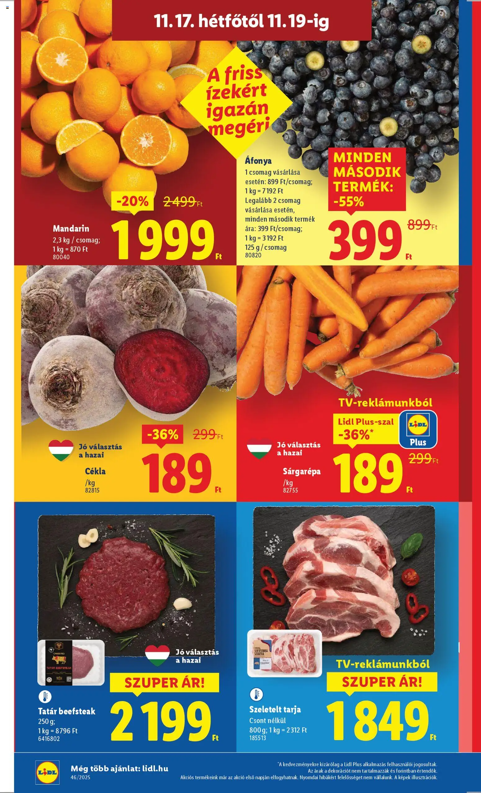 Lidl akciós ujság - amely érvényes a következő dátumtól: 13.11.2025 | Oldal: 40 | Termékek: Áfonya, Sárgarépa, Tarja, Mandarin