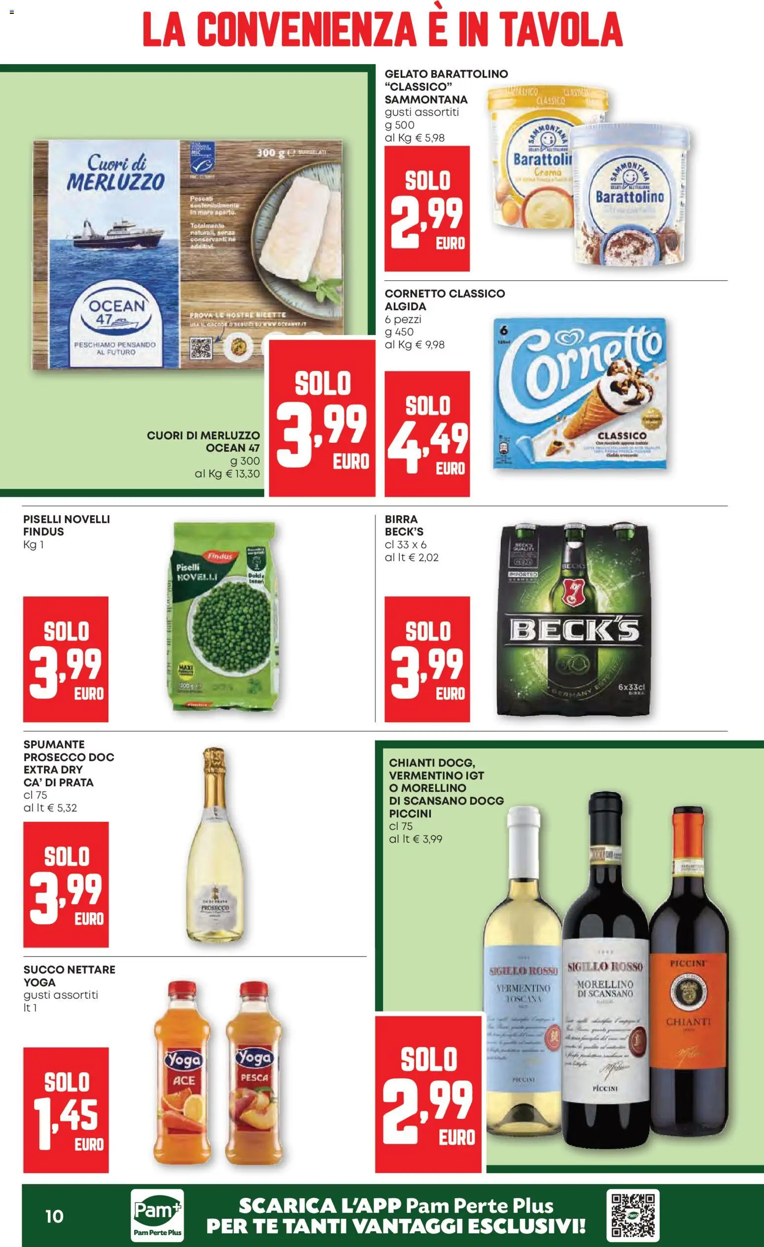 Volantino PAM del 07.04.2026 | Pagina: 10 | Prodotti: Crema, Tè, Prosecco, Pesca