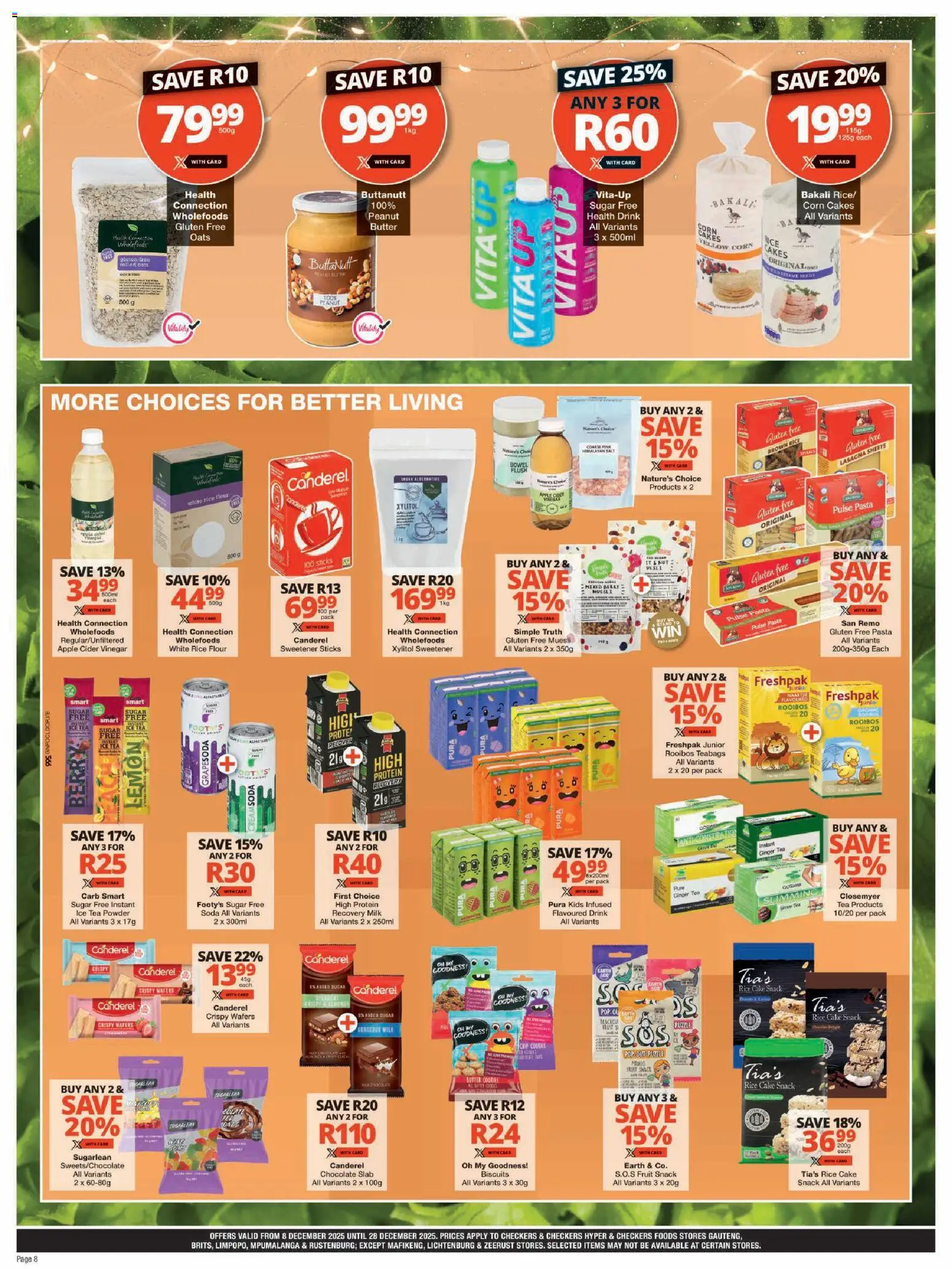 New Checkers catalogue – valid from 08.12.2025 | Page: 8 | Products: Cake, Flour, Milk, Tea