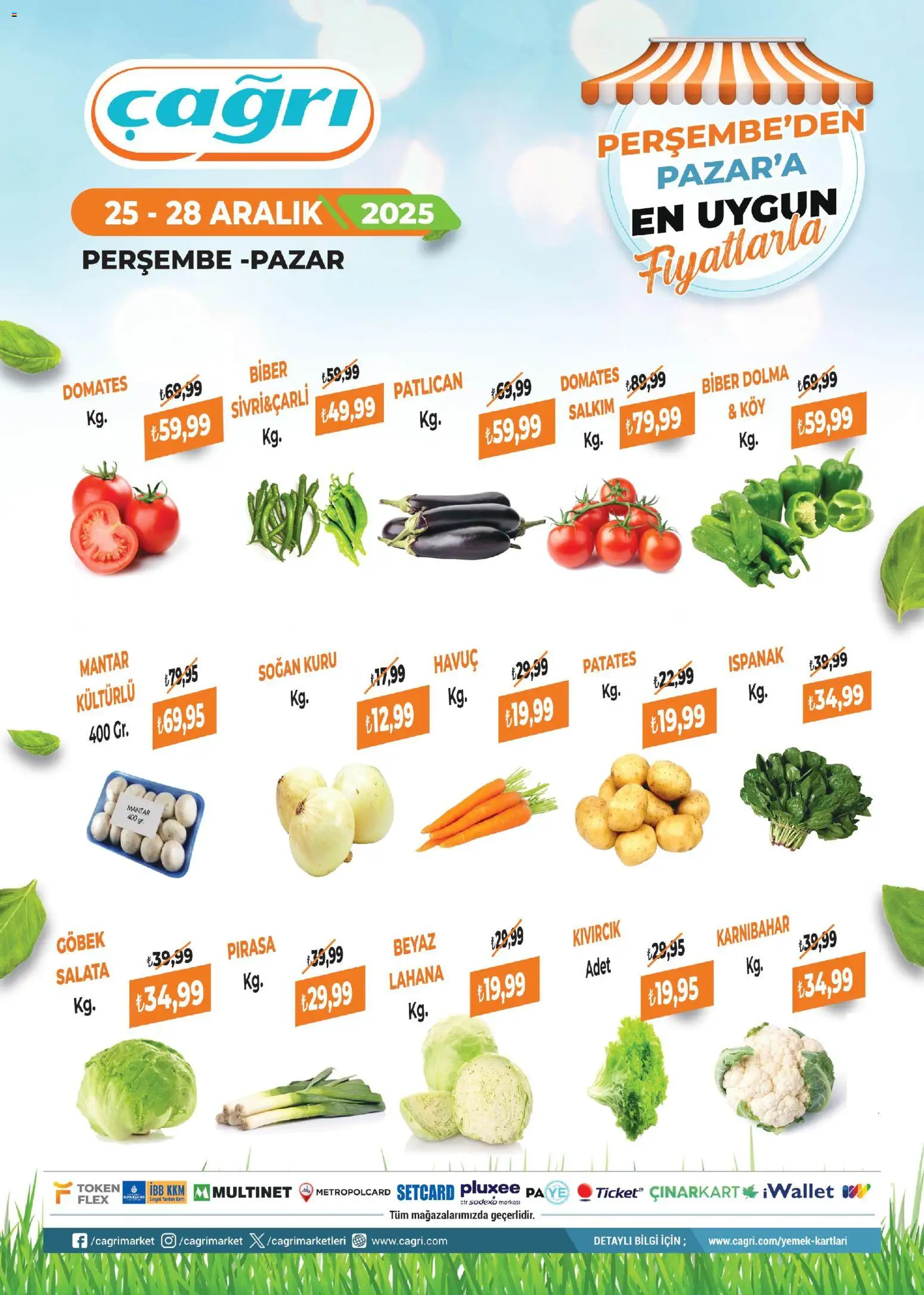 Çağrı Market Manav Katalog - 25.12.2025 tarihinden itibaren geçerlidir | Sayfa: 2 | Ürünler: Domates, Havuç, Karnıbahar, Mantar