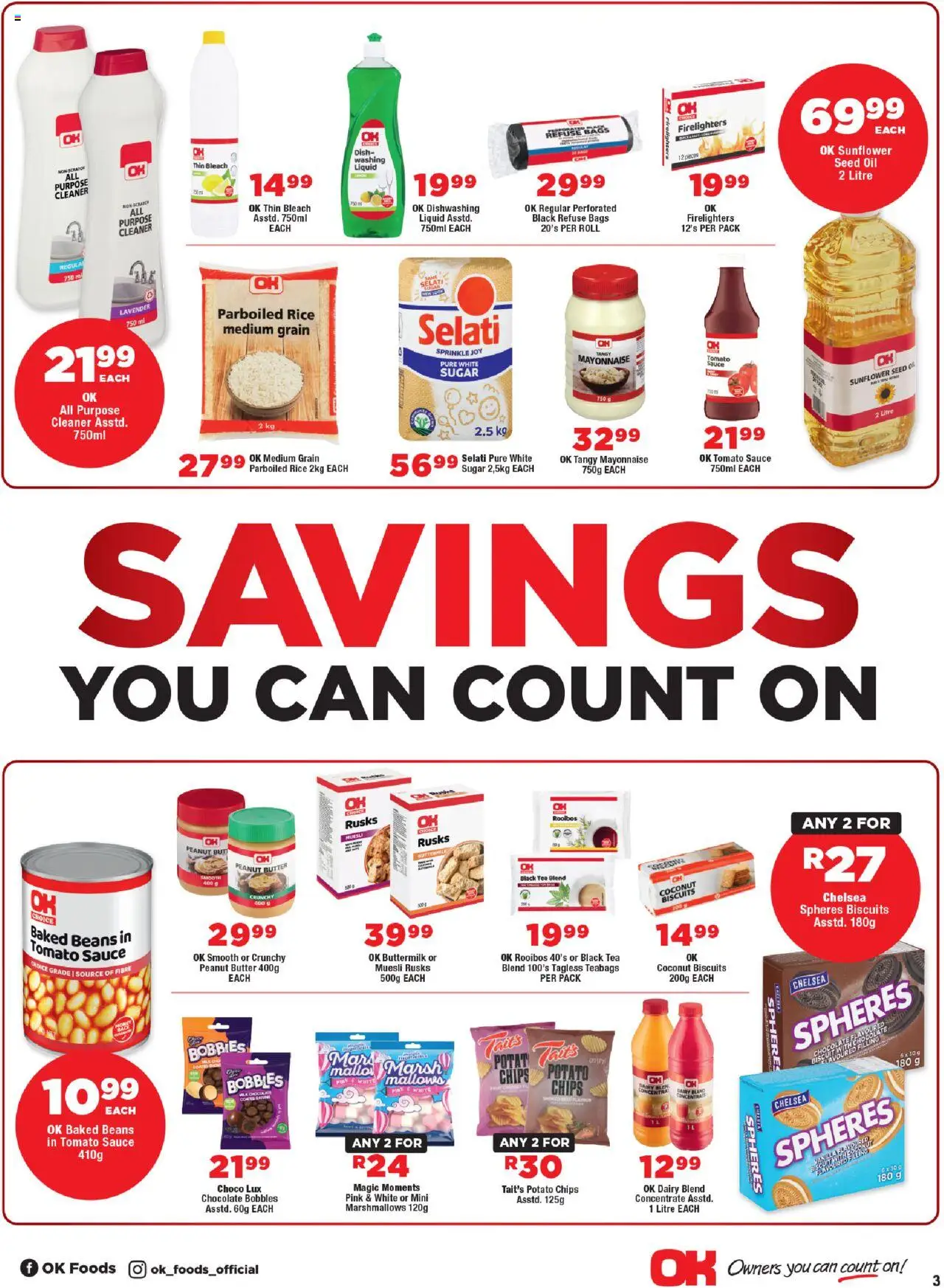 New OK Foods catalogue – valid from 15.10.2025 | Page: 3 | Products: Beans, Baked beans, Butter, Mayonnaise