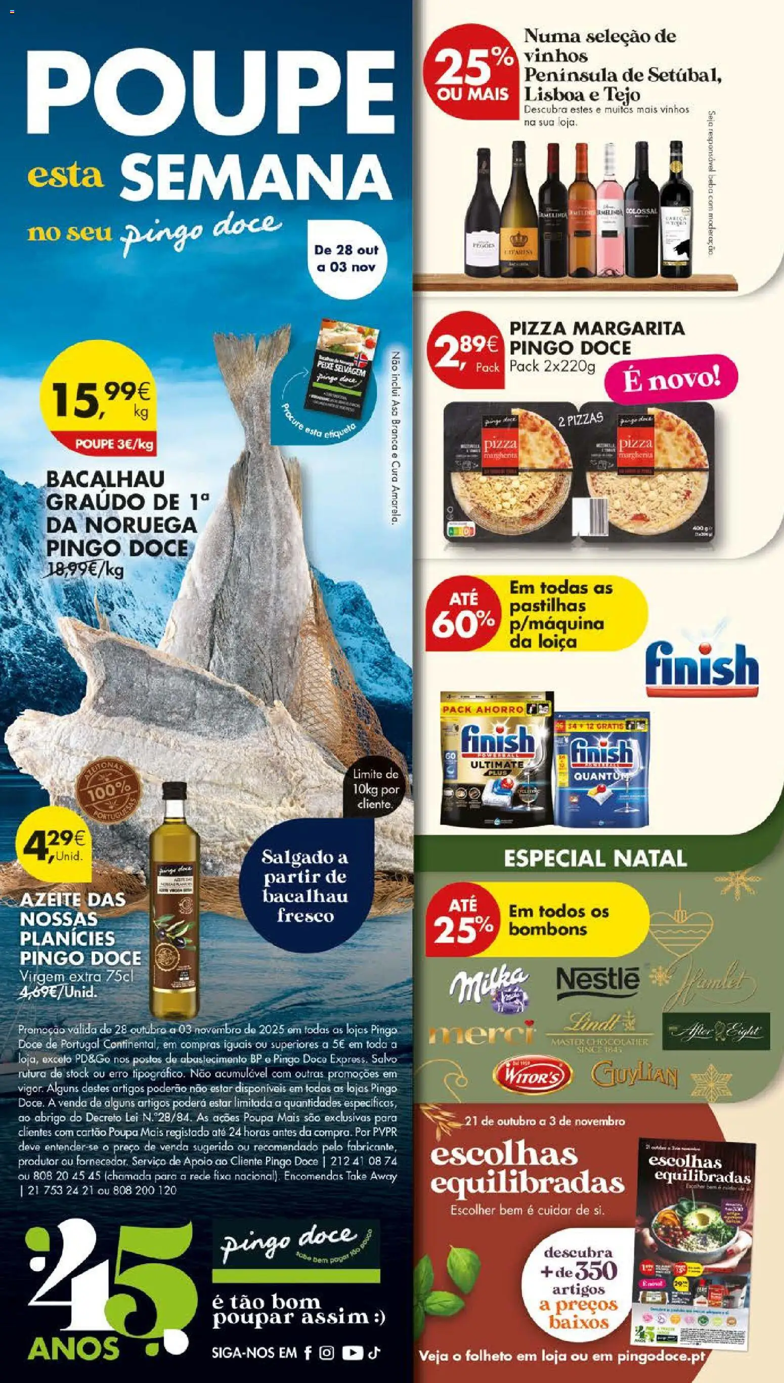 Pingo Doce folheto │ válido de 28.10.2025 | Página: 54 | Produtos: Bacalhau, Chocolates, Pizza, Peixe