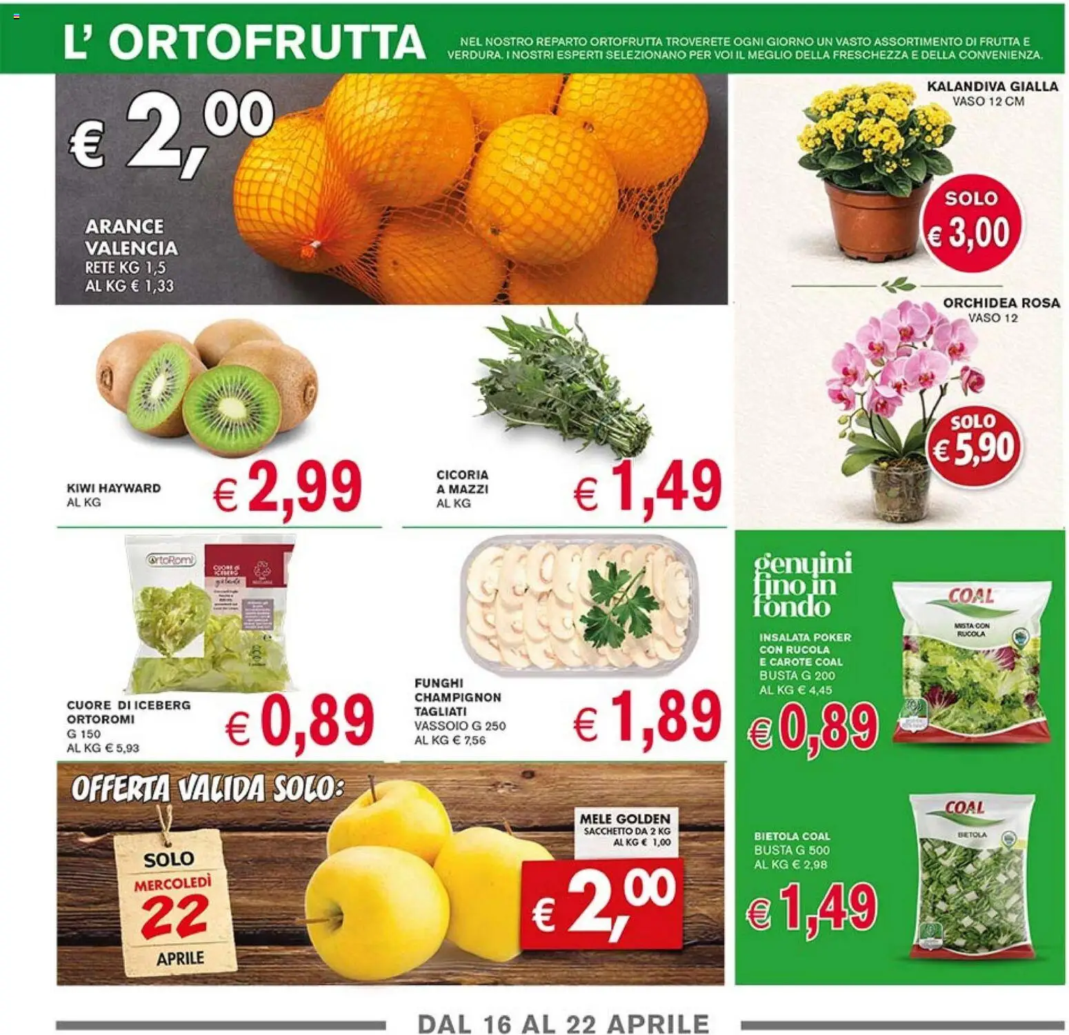 Volantino Coal del 09.04.2026 | Pagina: 3 | Prodotti: Rucola, Frutta, Funghi, Vaso