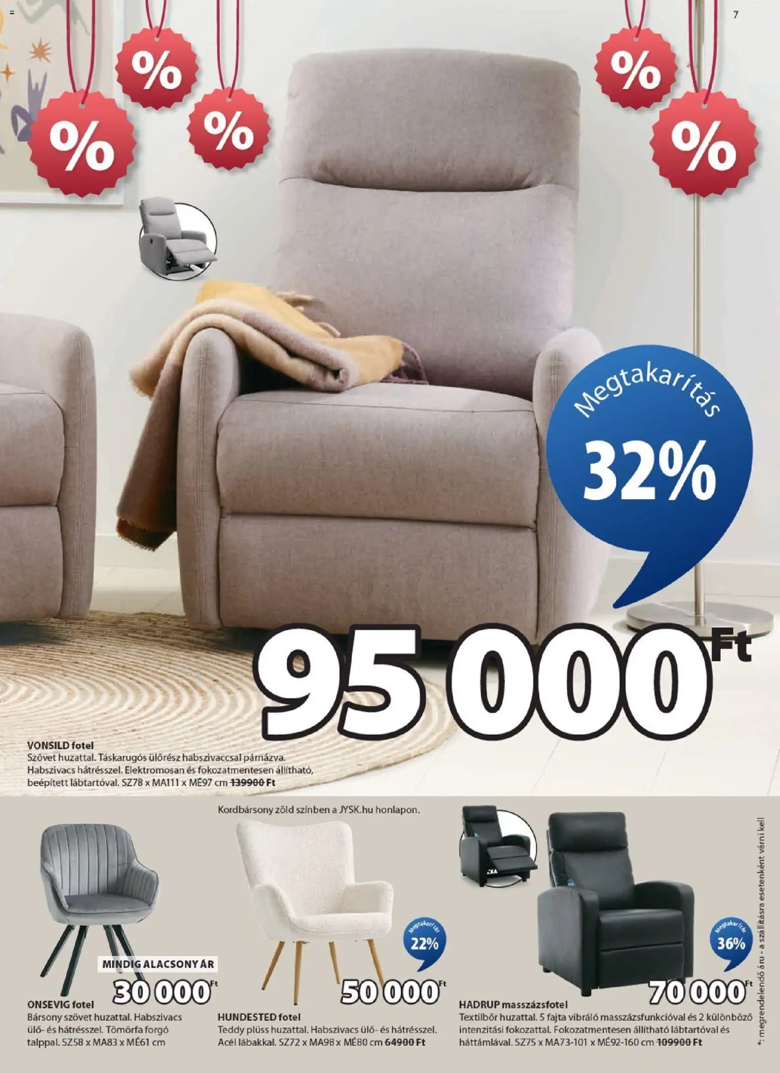 JYSK akciós ujság - amely érvényes a következő dátumtól: 31.12.2025 | Oldal: 7 | Termékek: Plüss, Fotel