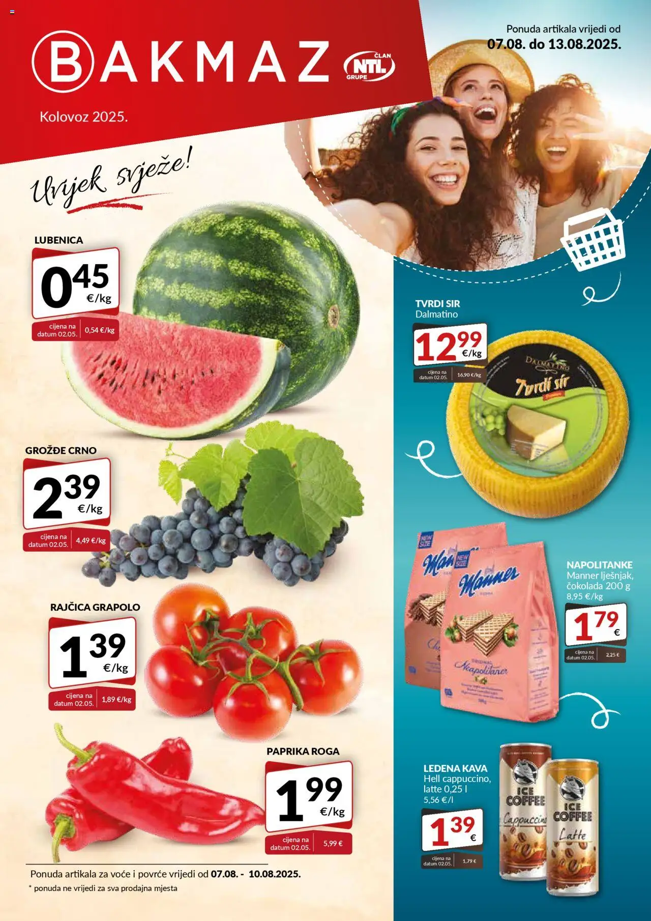 Bakmaz katalog | vrijedi od 07.08.2025 | Stranica: 1 | Proizvodi: Hell, Napolitanke, Voće, Grožđe