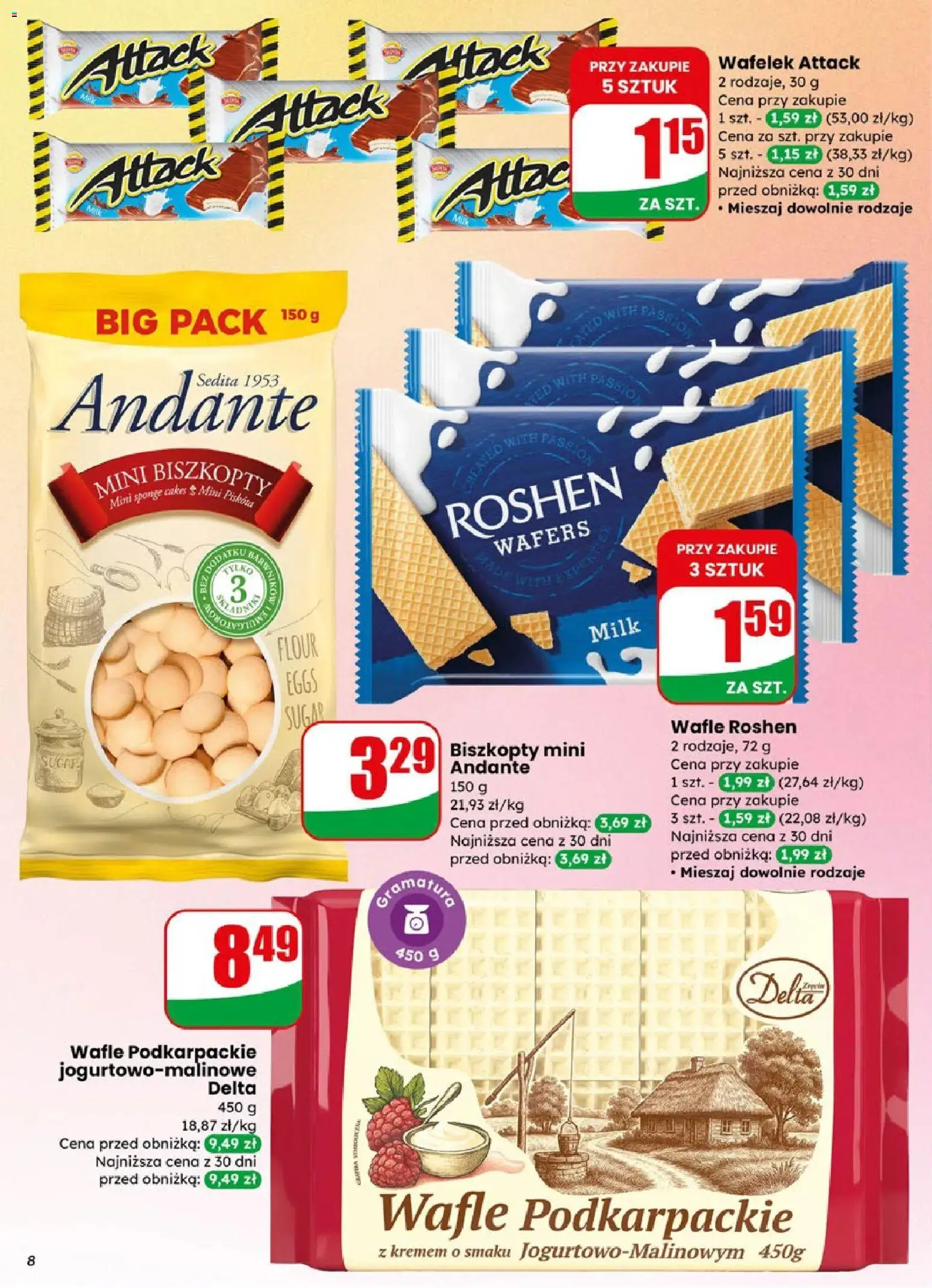 Dino gazetka od 08.04.2026 | Strona: 8 | Produkty: Wafle