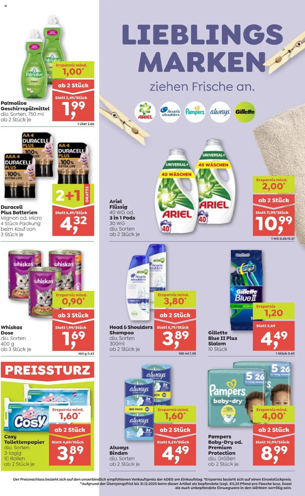 ADEG Vorarlberg gültig ab 18.09.2025 | Seite: 11 | Produkte: Geschirrspülmittel, Pampers, Shampoo